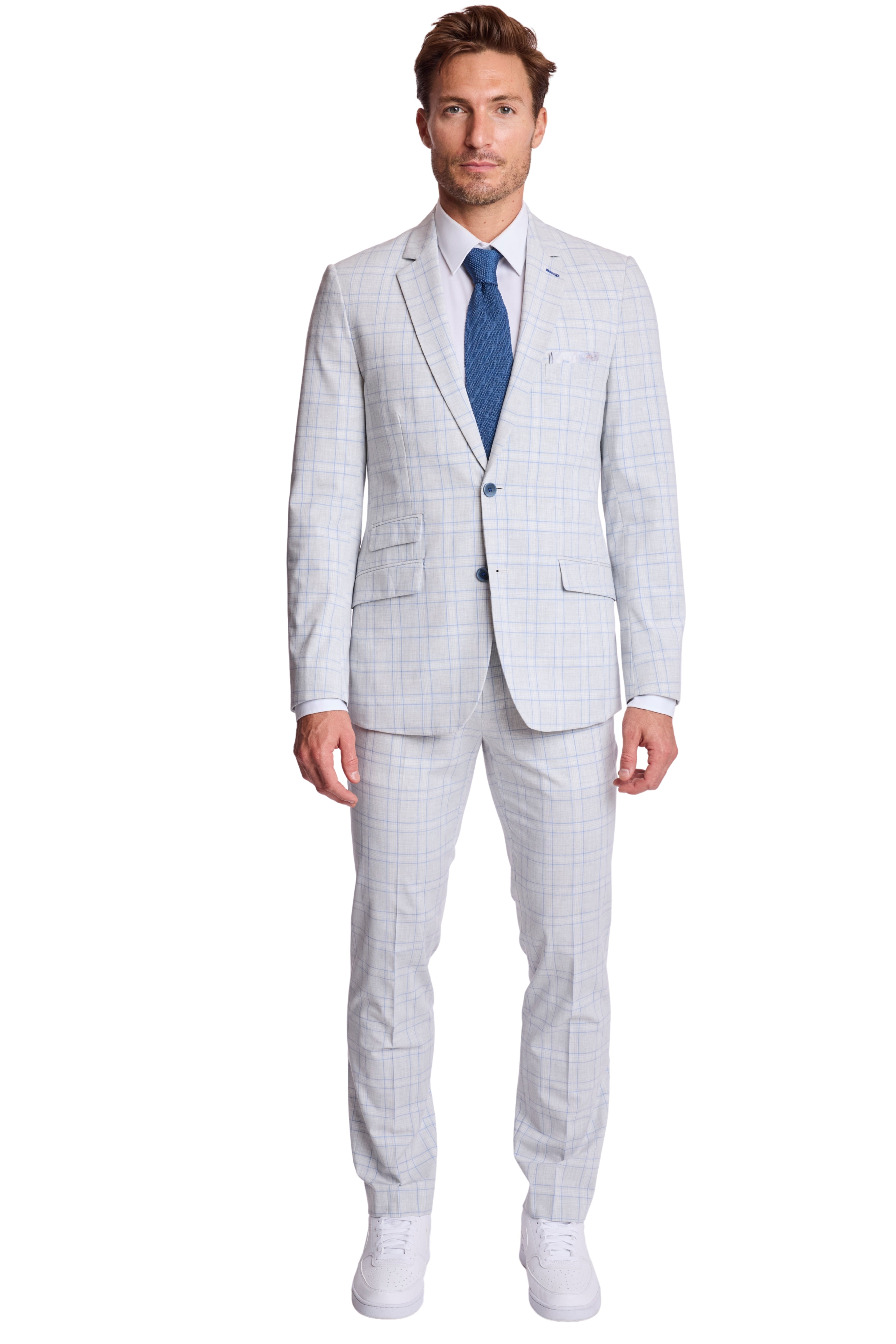 Downing Pants - slim - Grey Blue Check