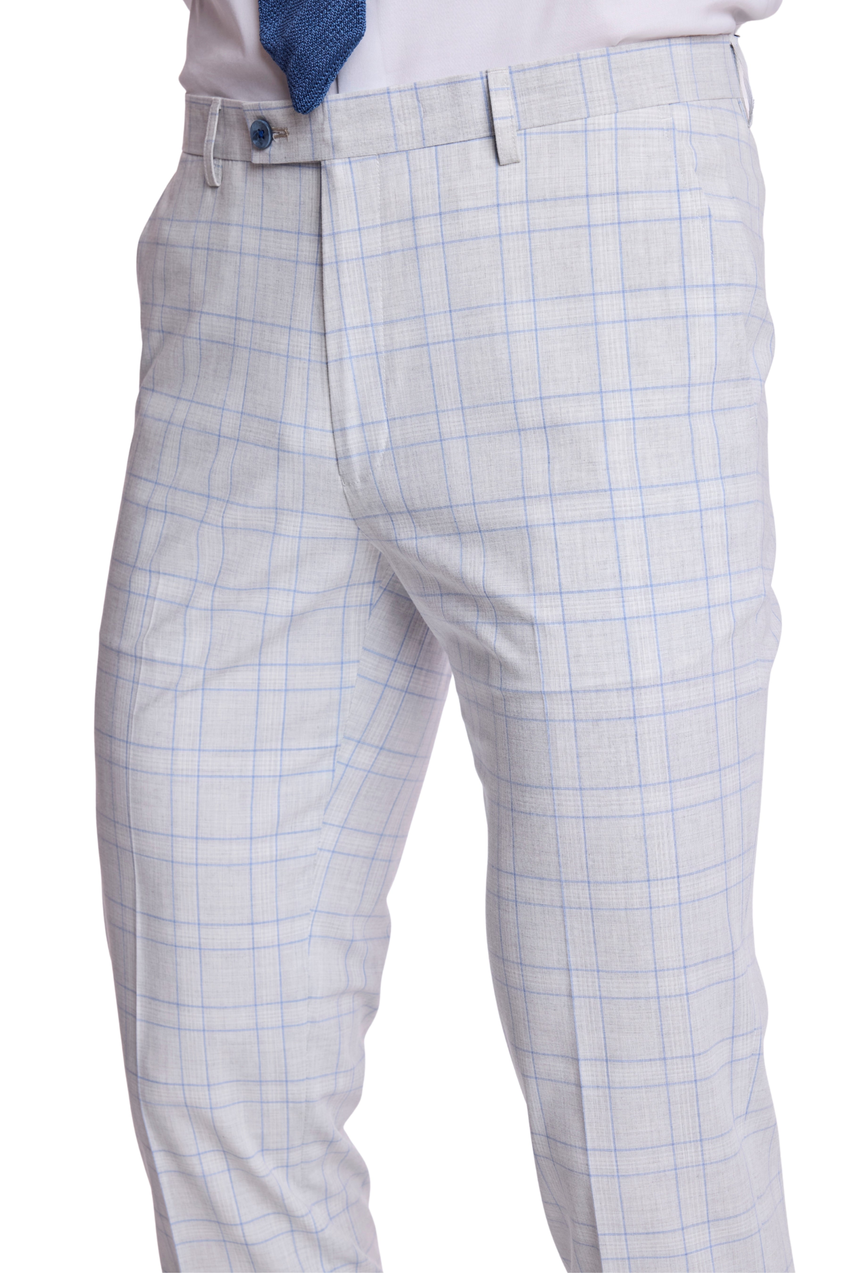 Downing Pants - slim - Grey Blue Check