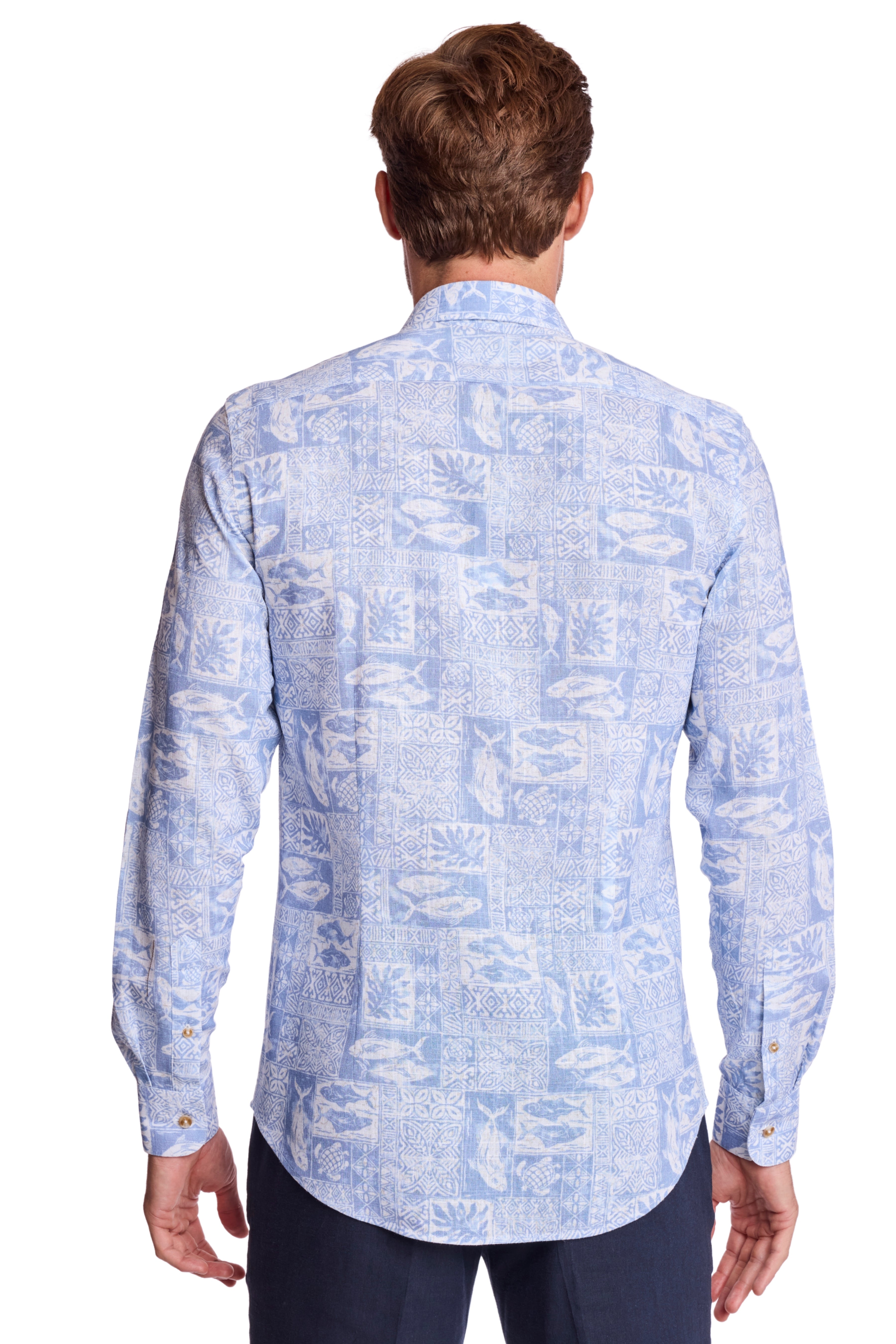 Parker Pointed Collar Shirt - Blue Salmon