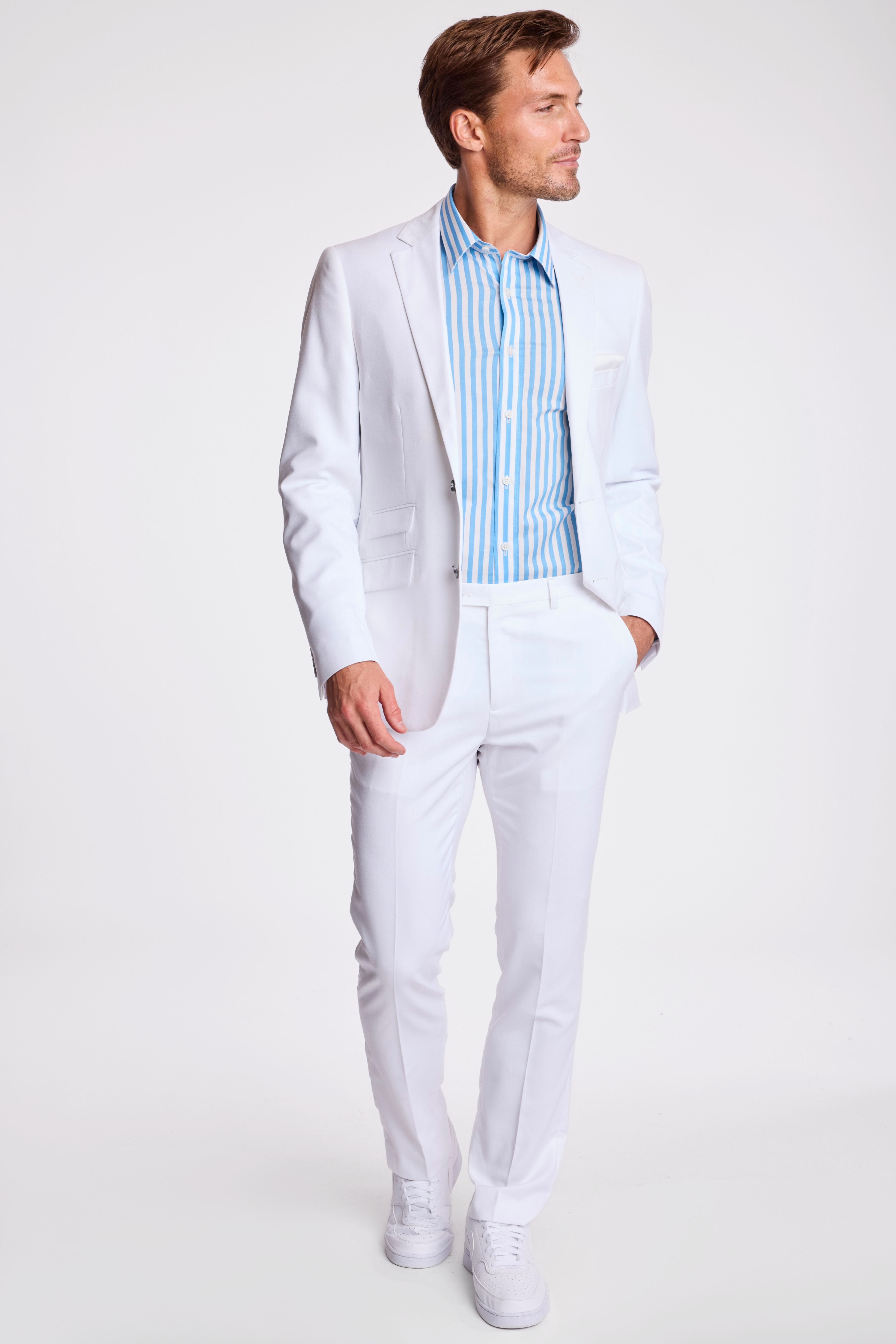 Downing Pants - slim - White Sharkskin