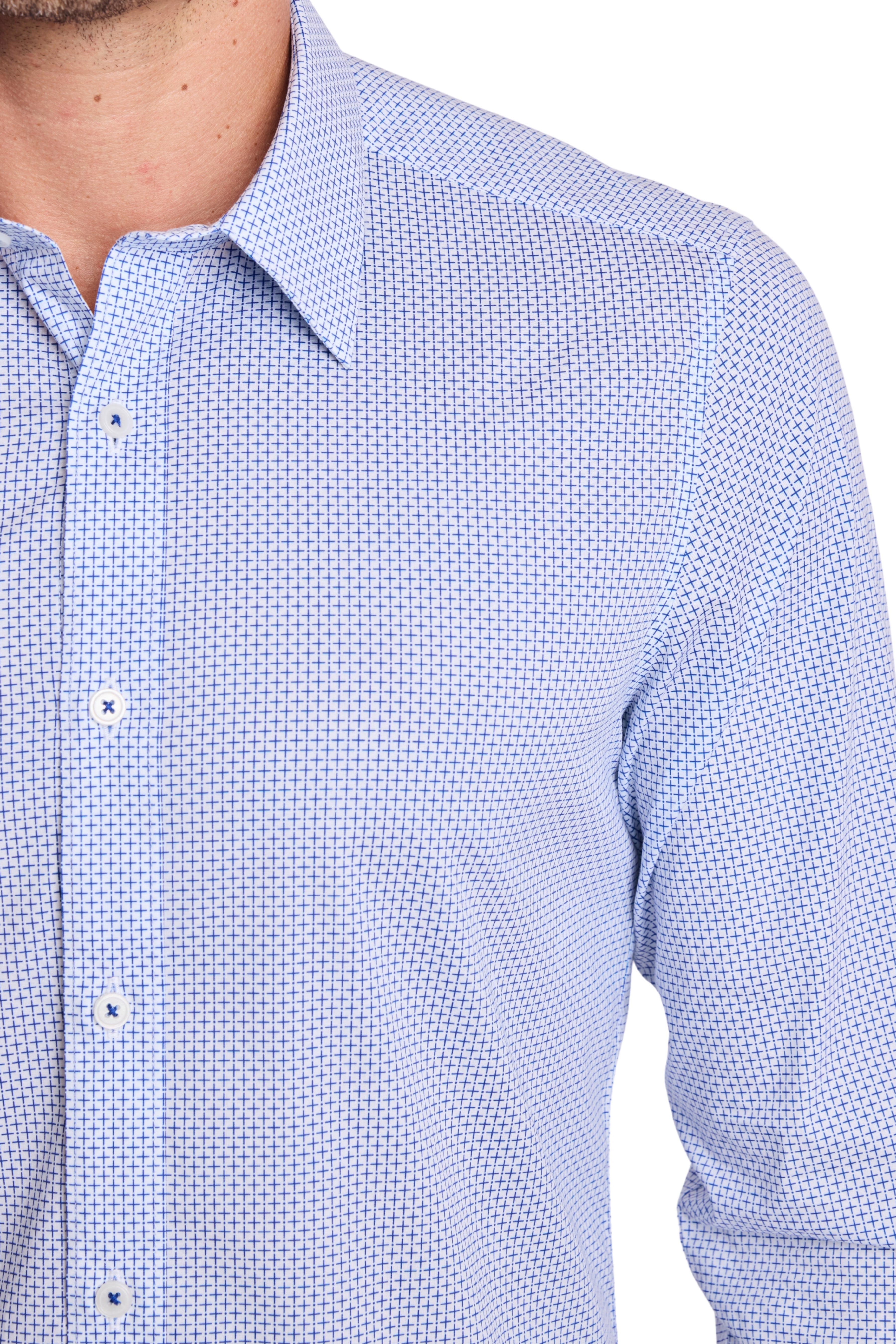 Modern Fit - Parker Pointed Collar Shirt - Blue White Xs