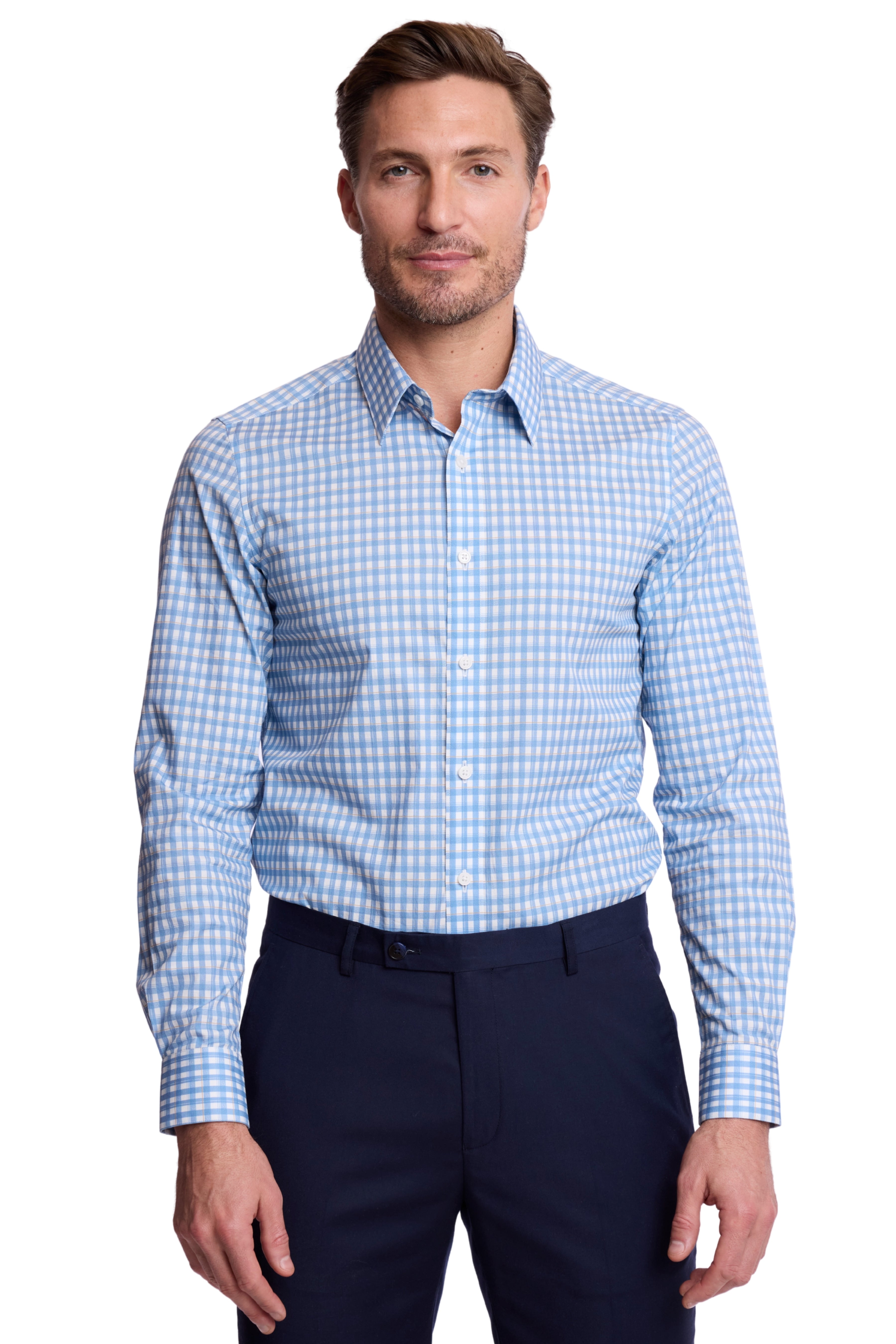 Parker Pointed Collar Shirt - Blue White Check