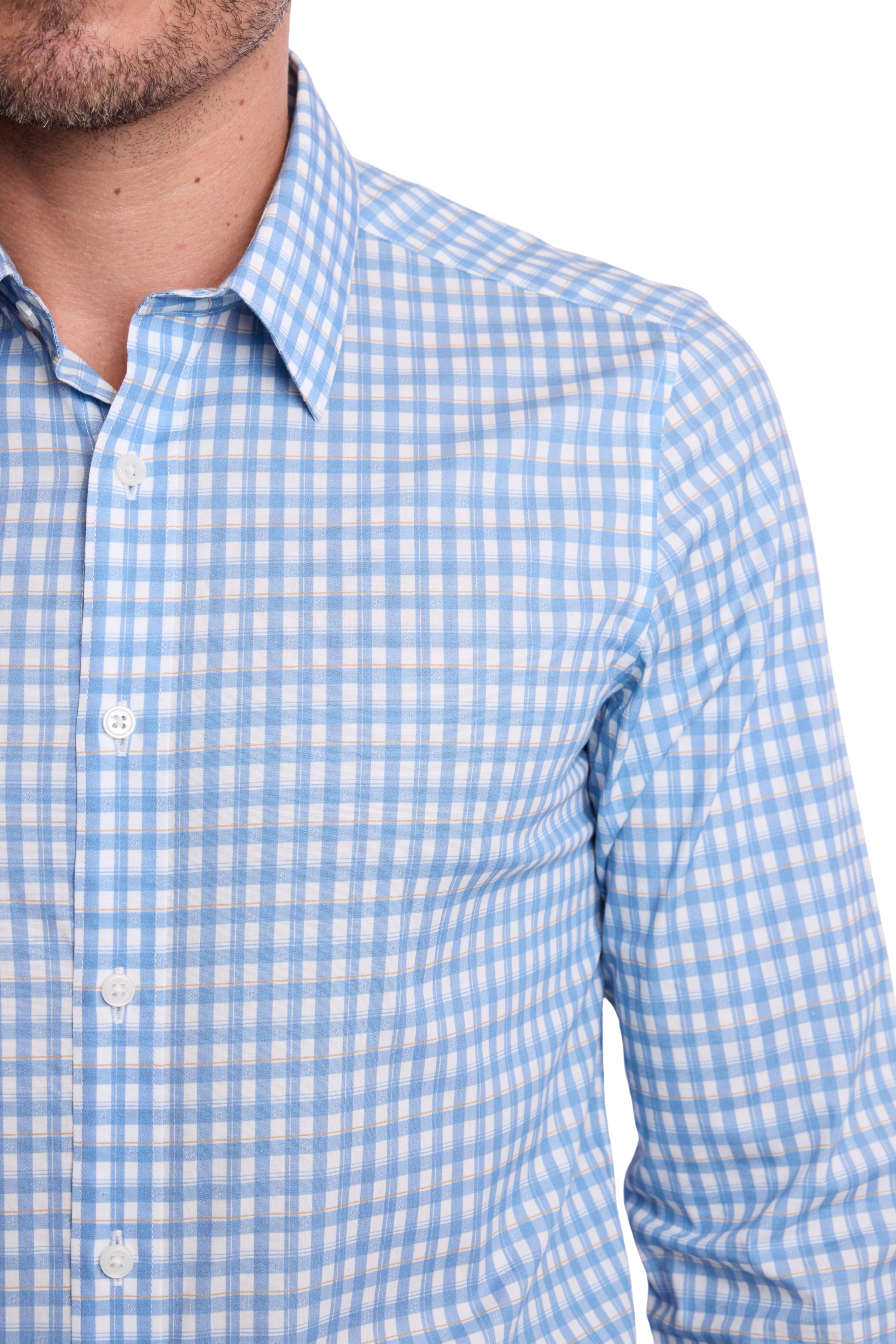 Parker Pointed Collar Shirt - Blue White Check