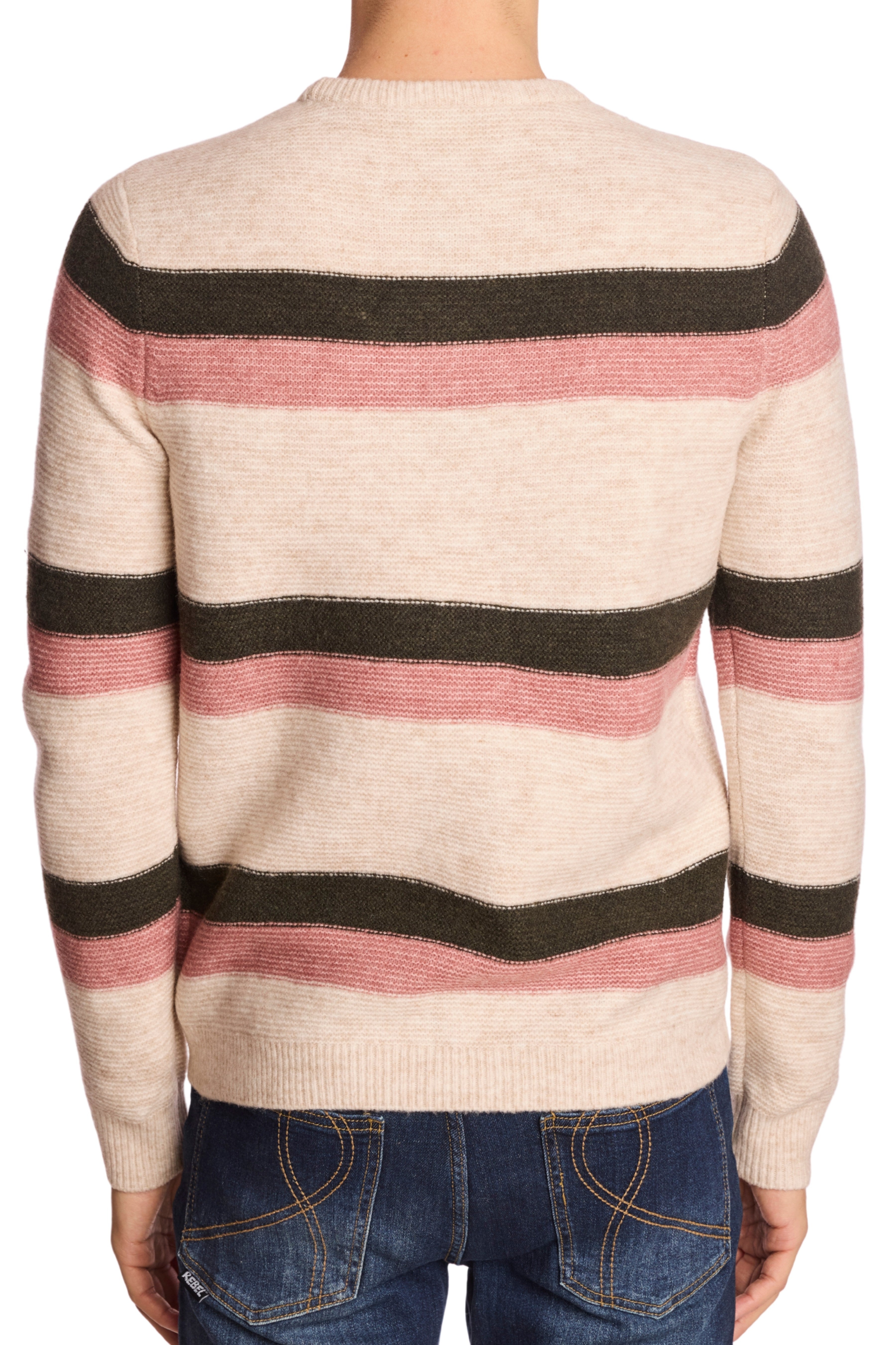 Crewneck Sweater - Pink Fern Stripe