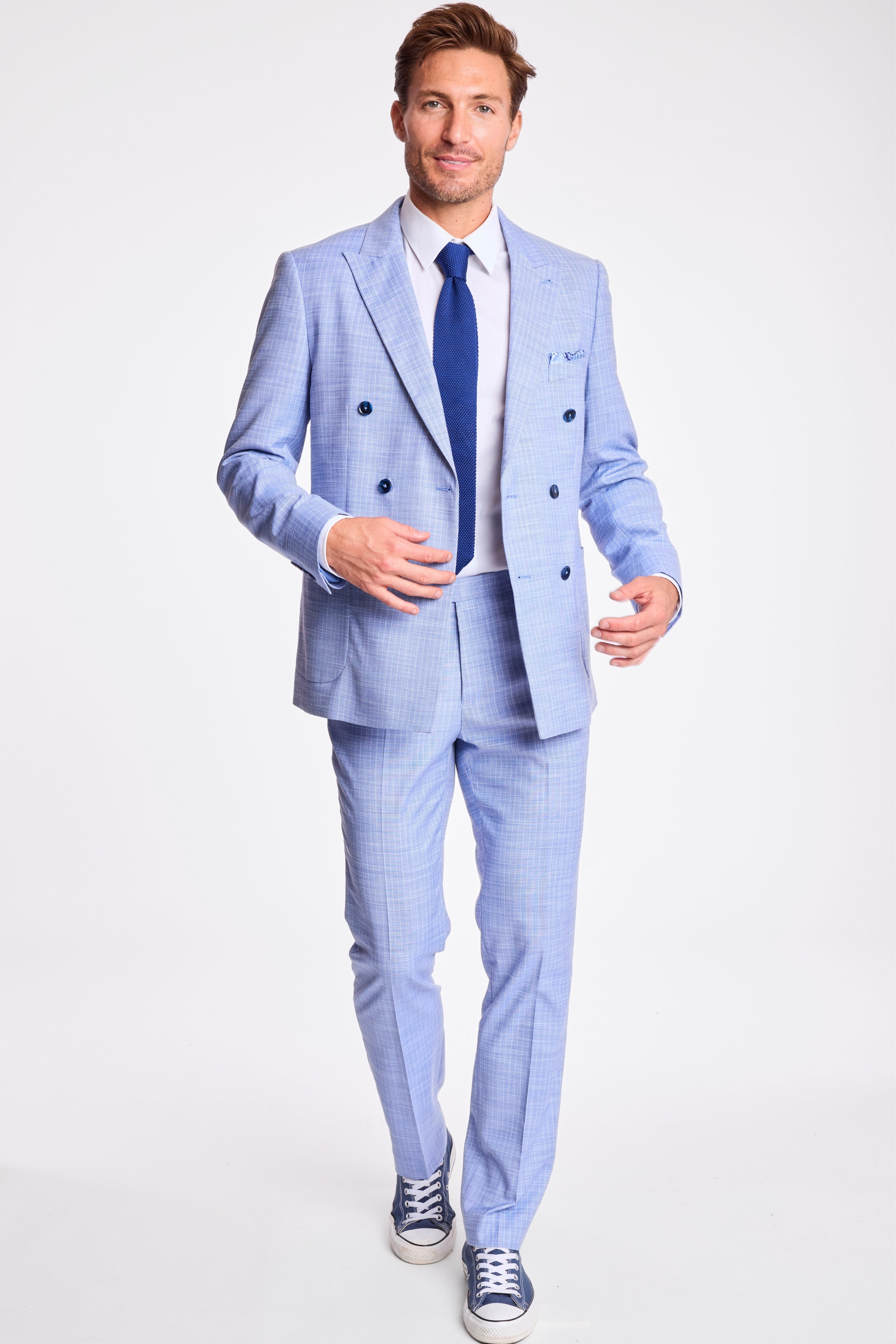 Downing Pants - slim - Blue White Pinstripe