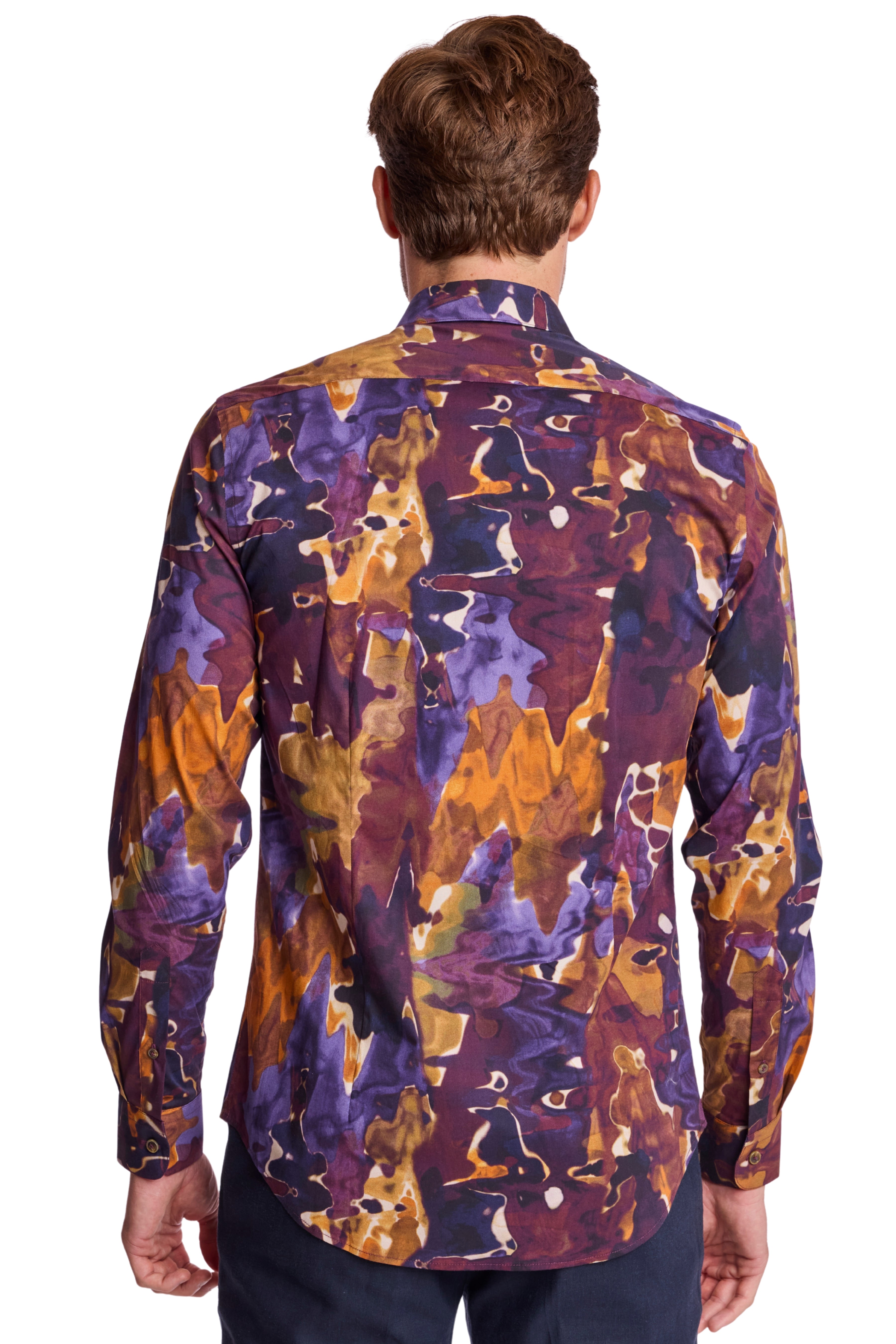 Parker Pointed Collar Shirt - Colorful Swirls