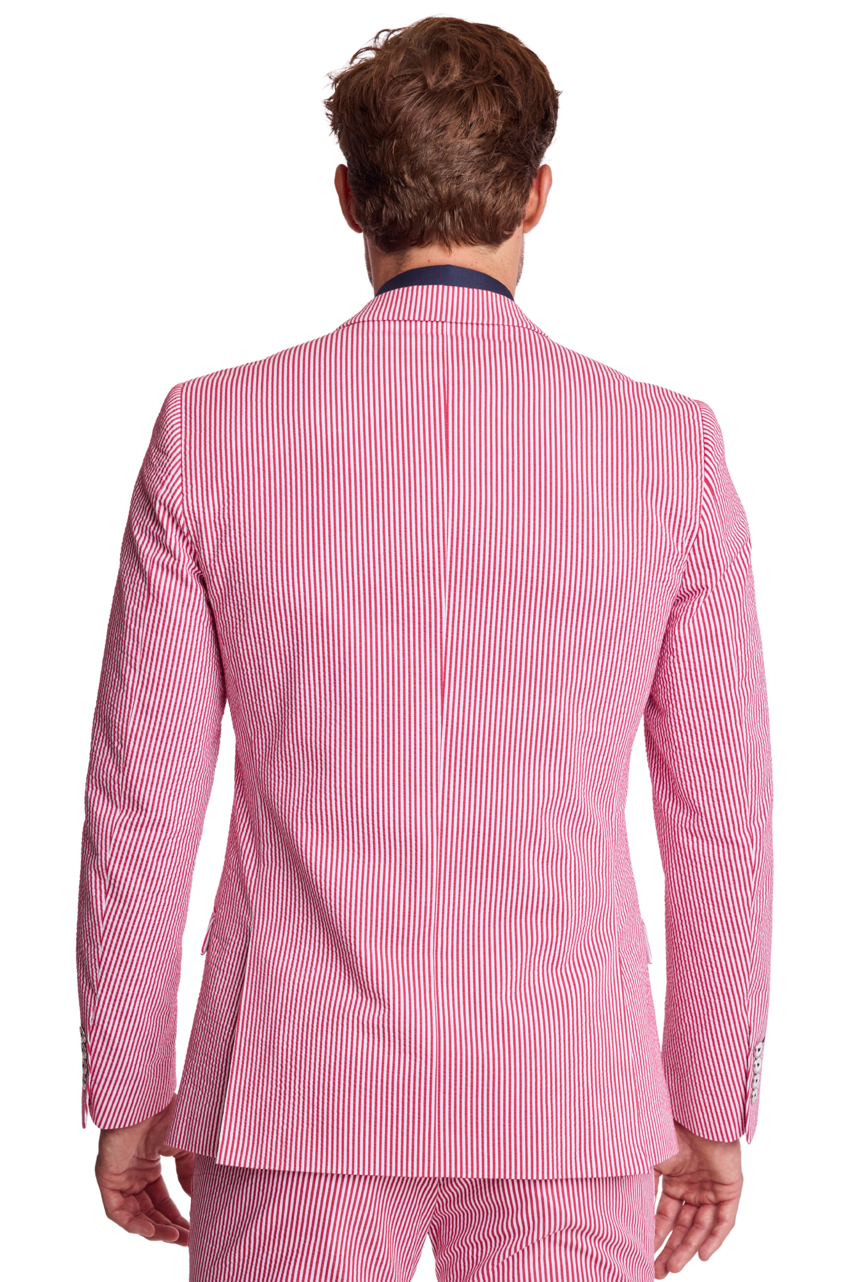 Dover Notch Jacket - slim - Red Seersucker