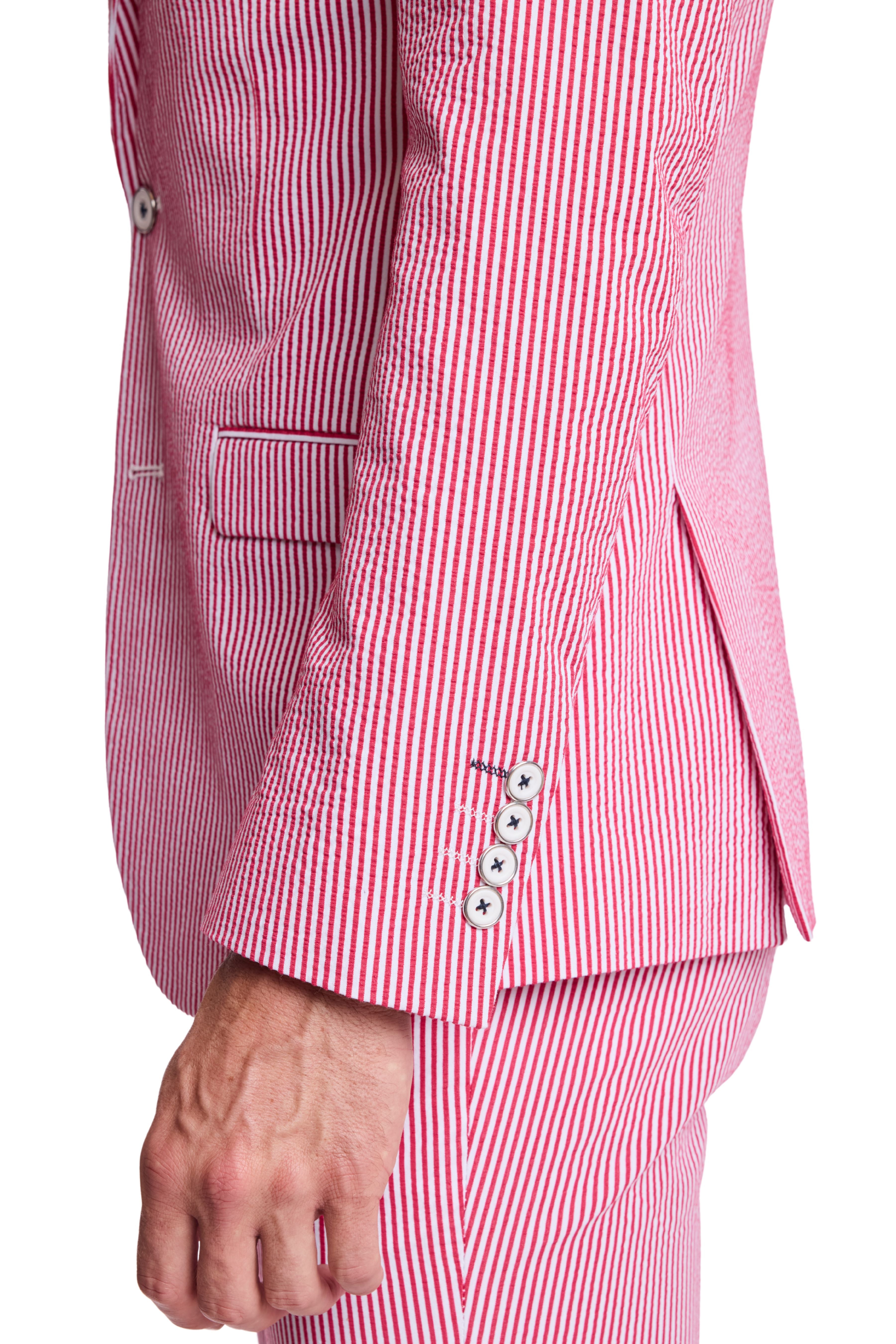 Dover Notch Jacket - slim - Red Seersucker