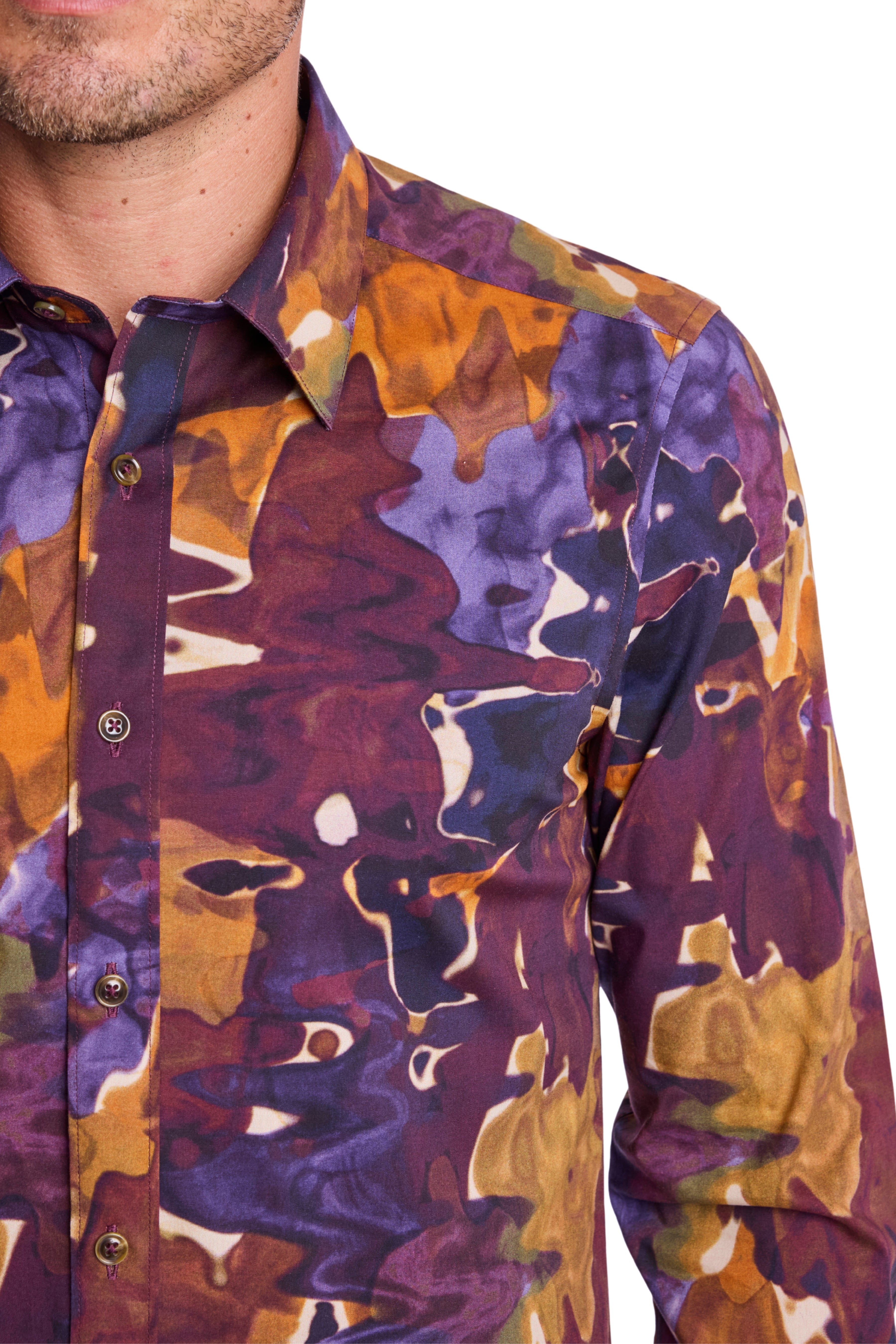 Parker Pointed Collar Shirt - Colorful Swirls
