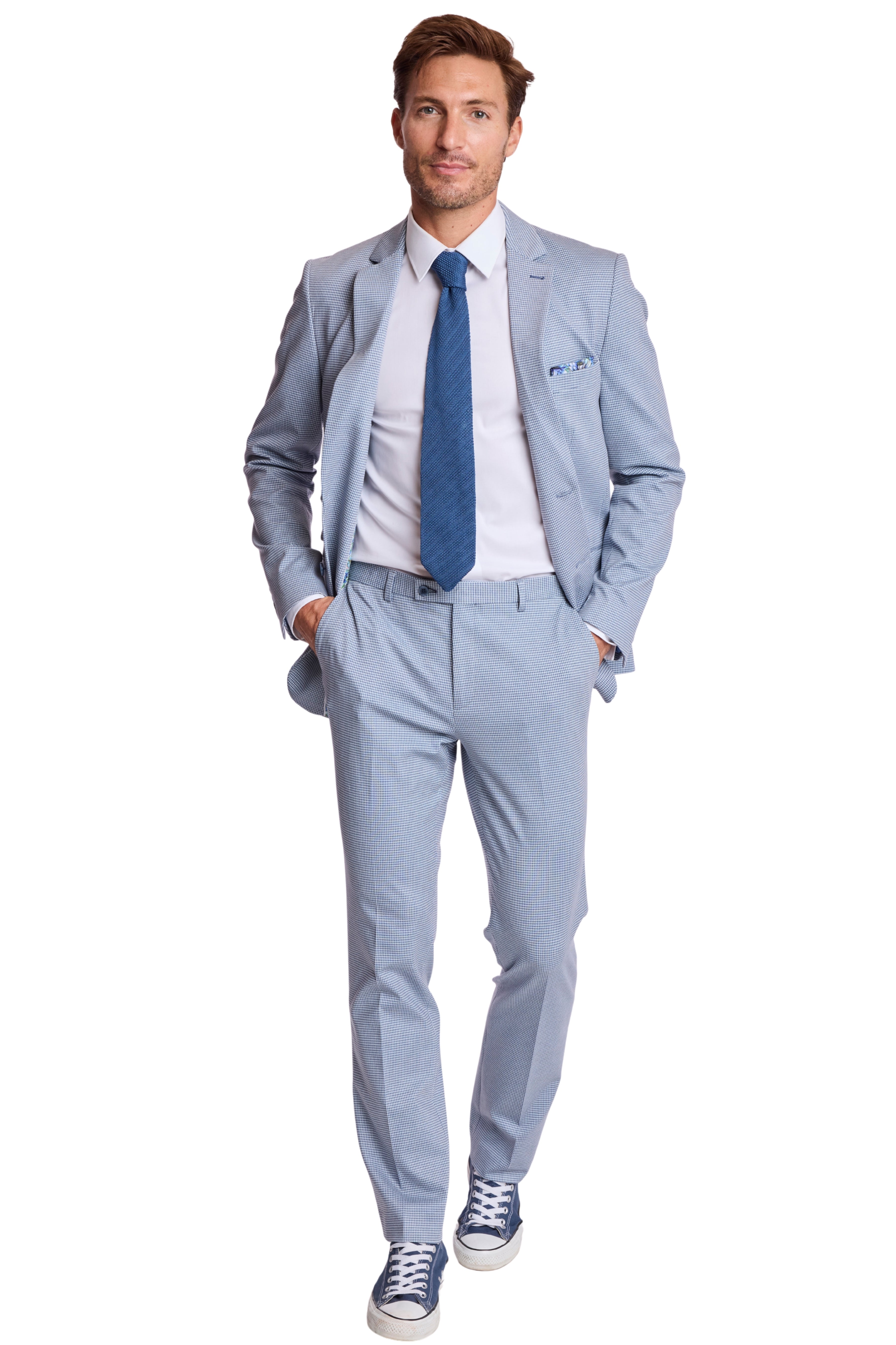 Dover Notch Jacket - slim - Crisp Navy Knit Houndstooth