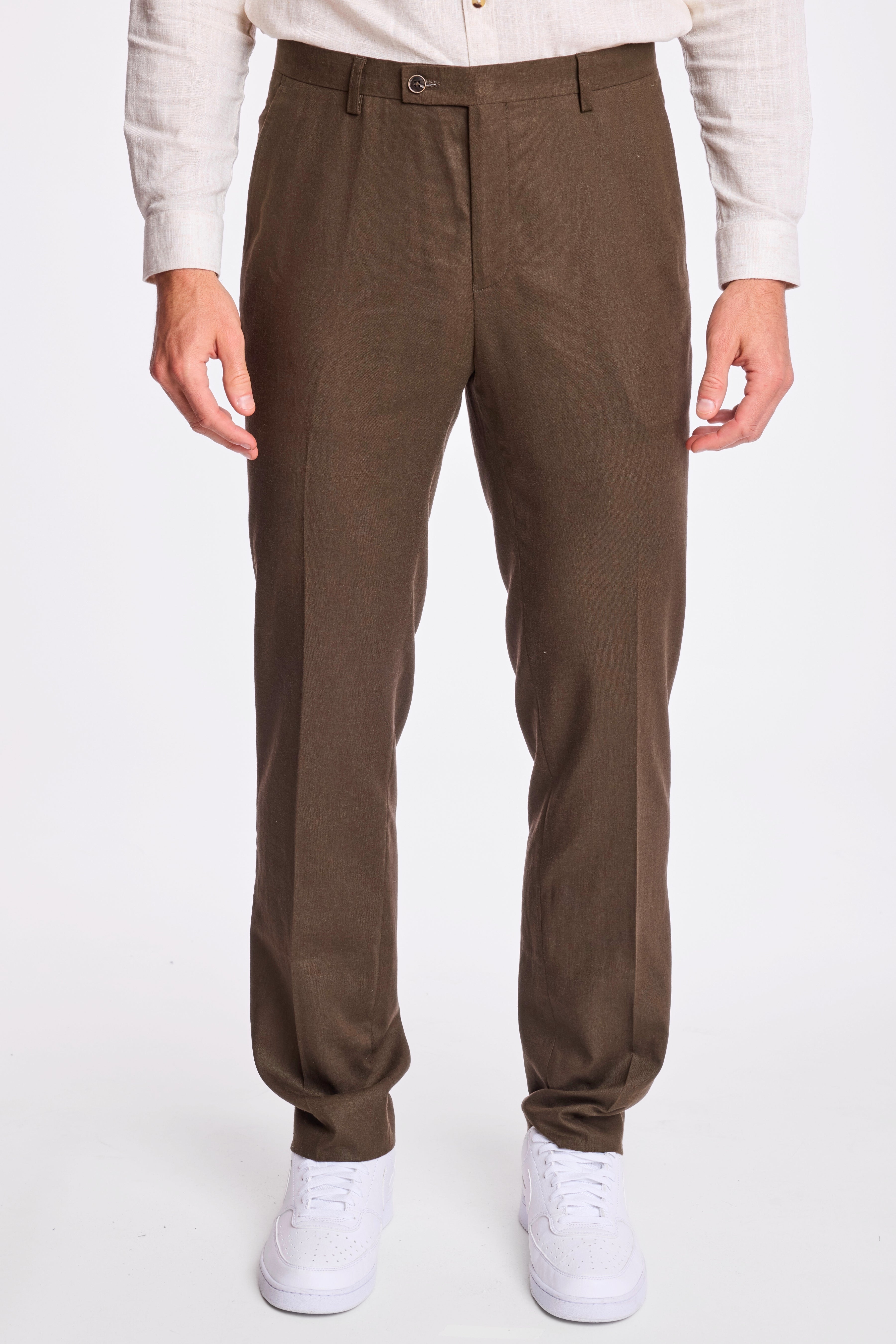 Downing Pants - slim - Ganache Dark Brown Linen