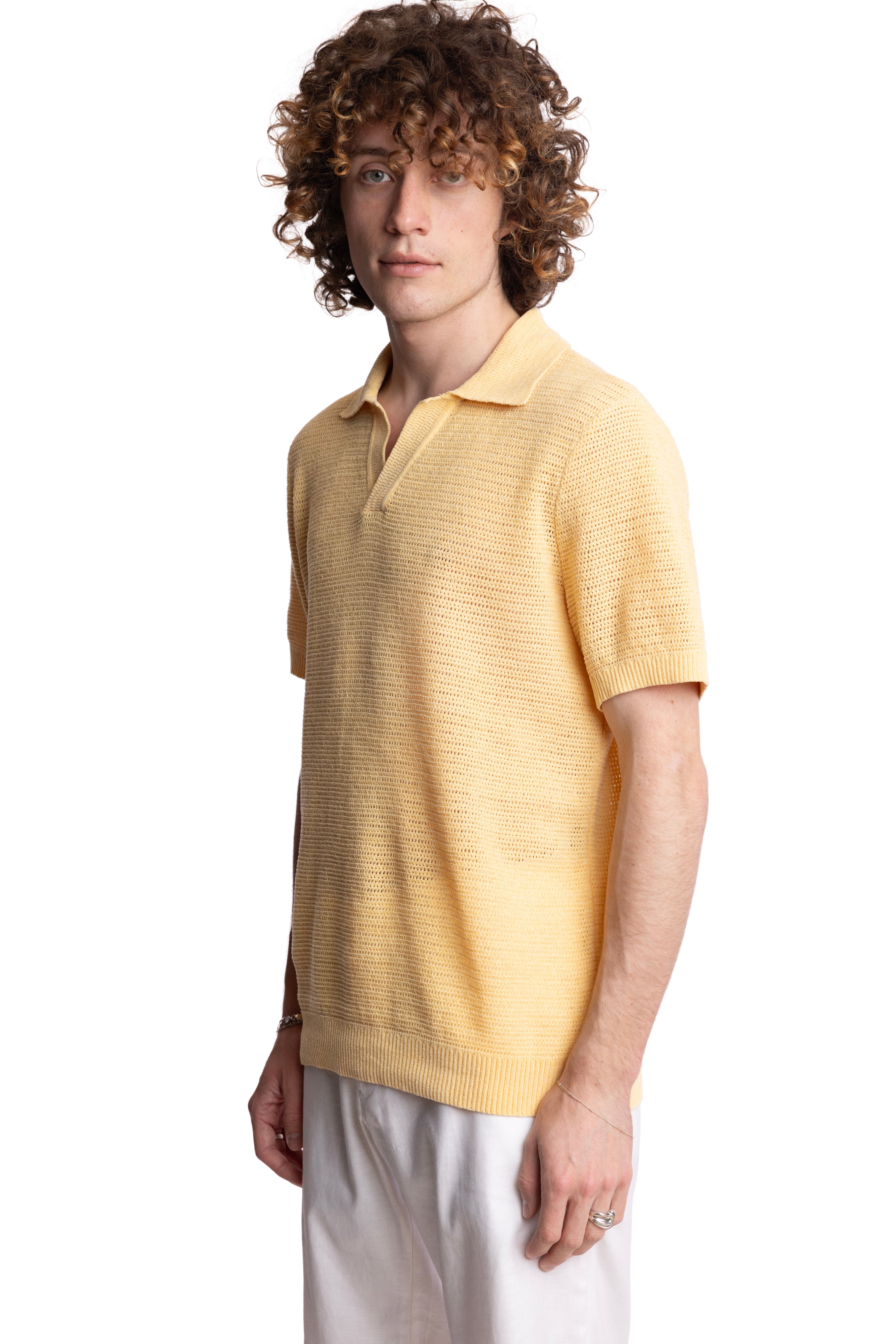 Johnny Collar Polo - Lt Yellow Chenille