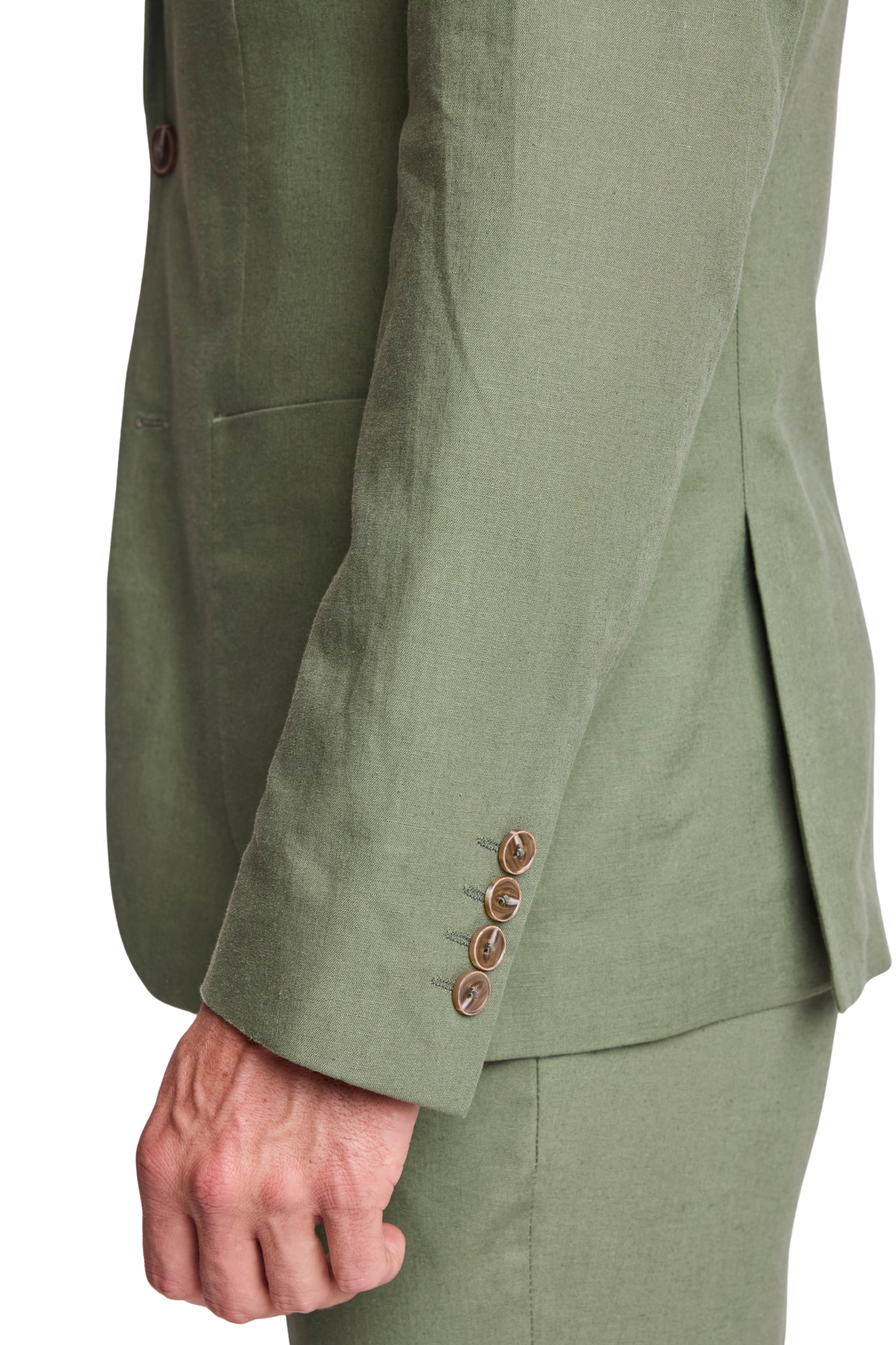 Dover Notch Jacket - slim - Olivine Green Linen
