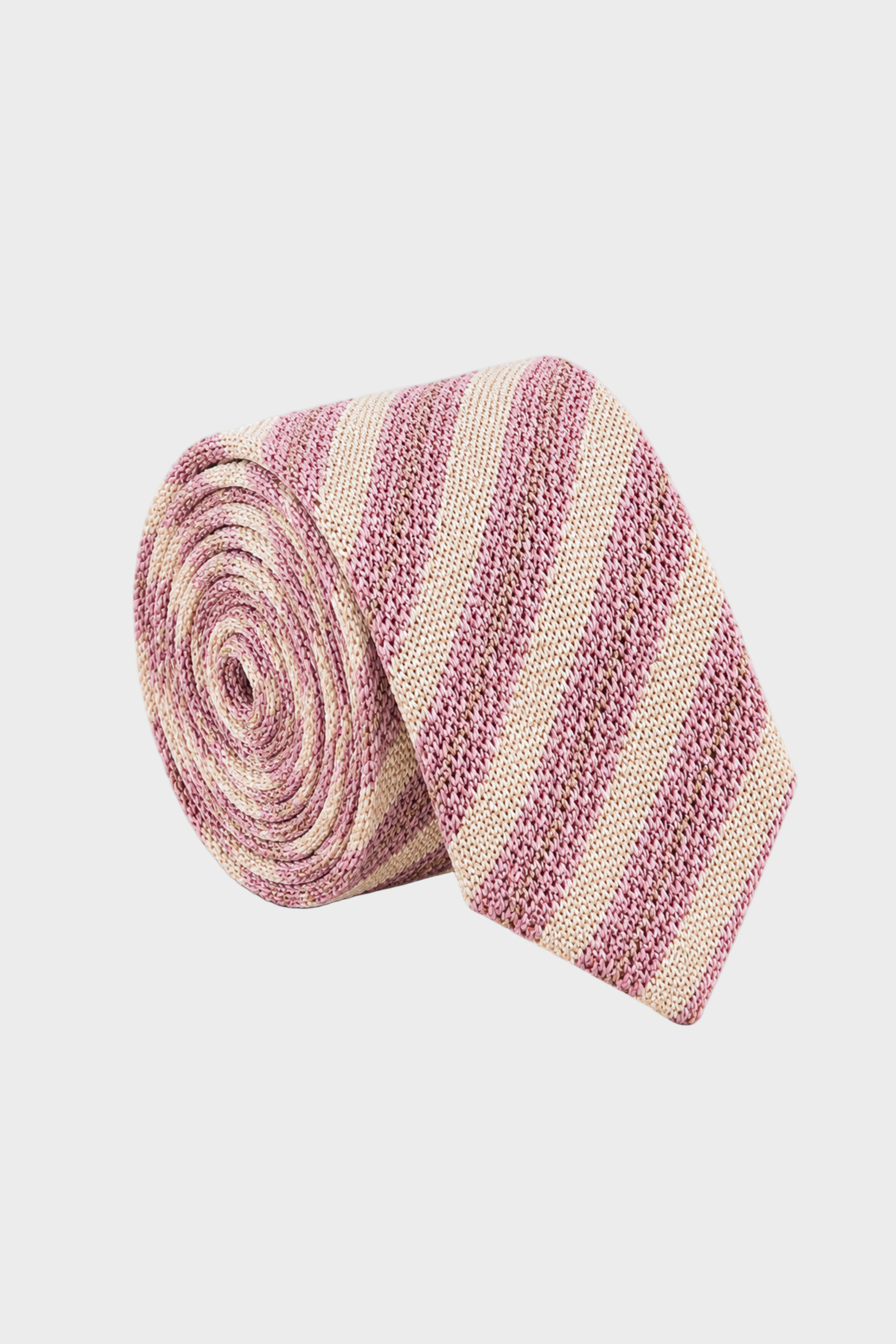 Stanley Striped Knit Tie - Blush Creamy Pink