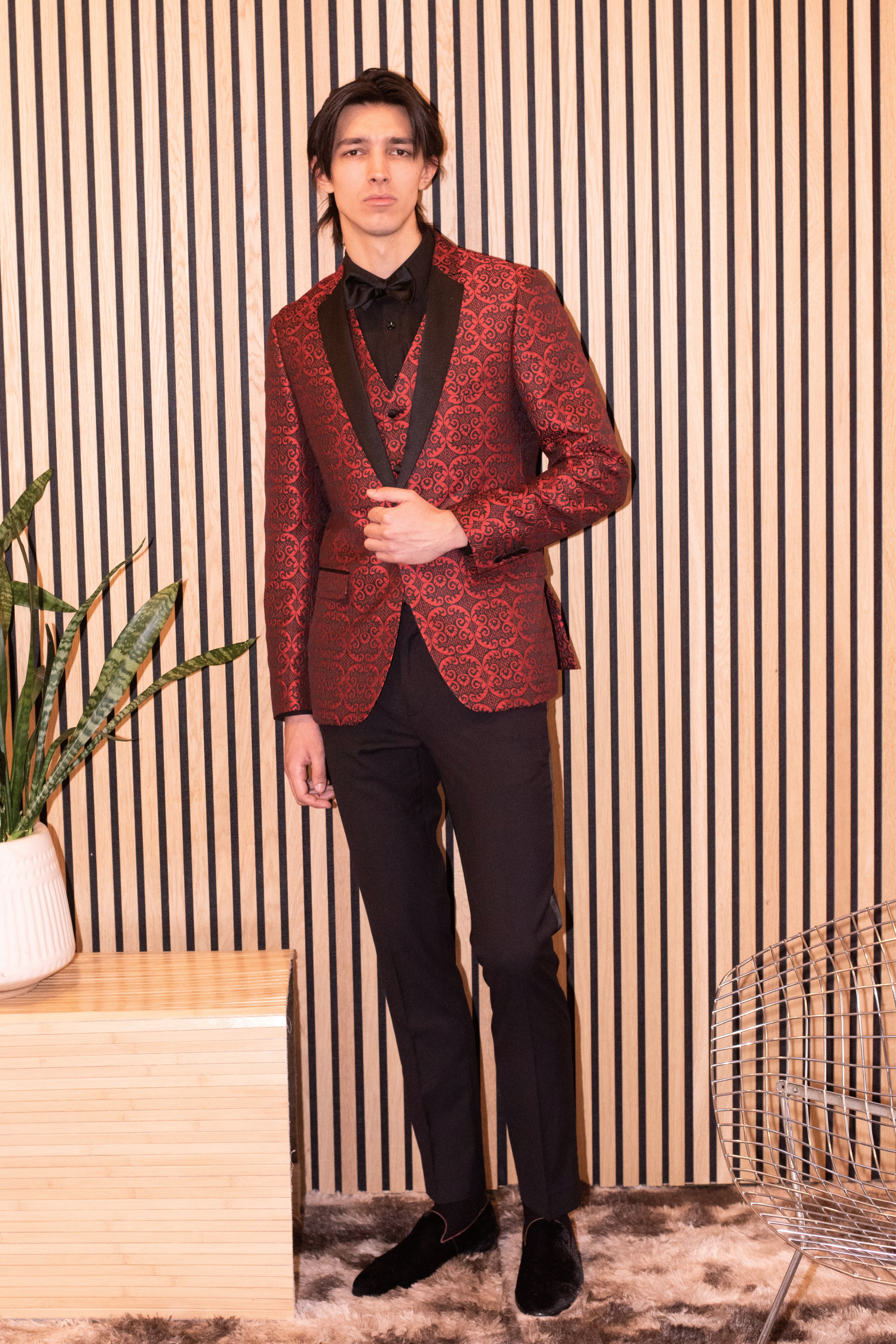 Osborne Notch Tux Jacket - slim - Red and Black