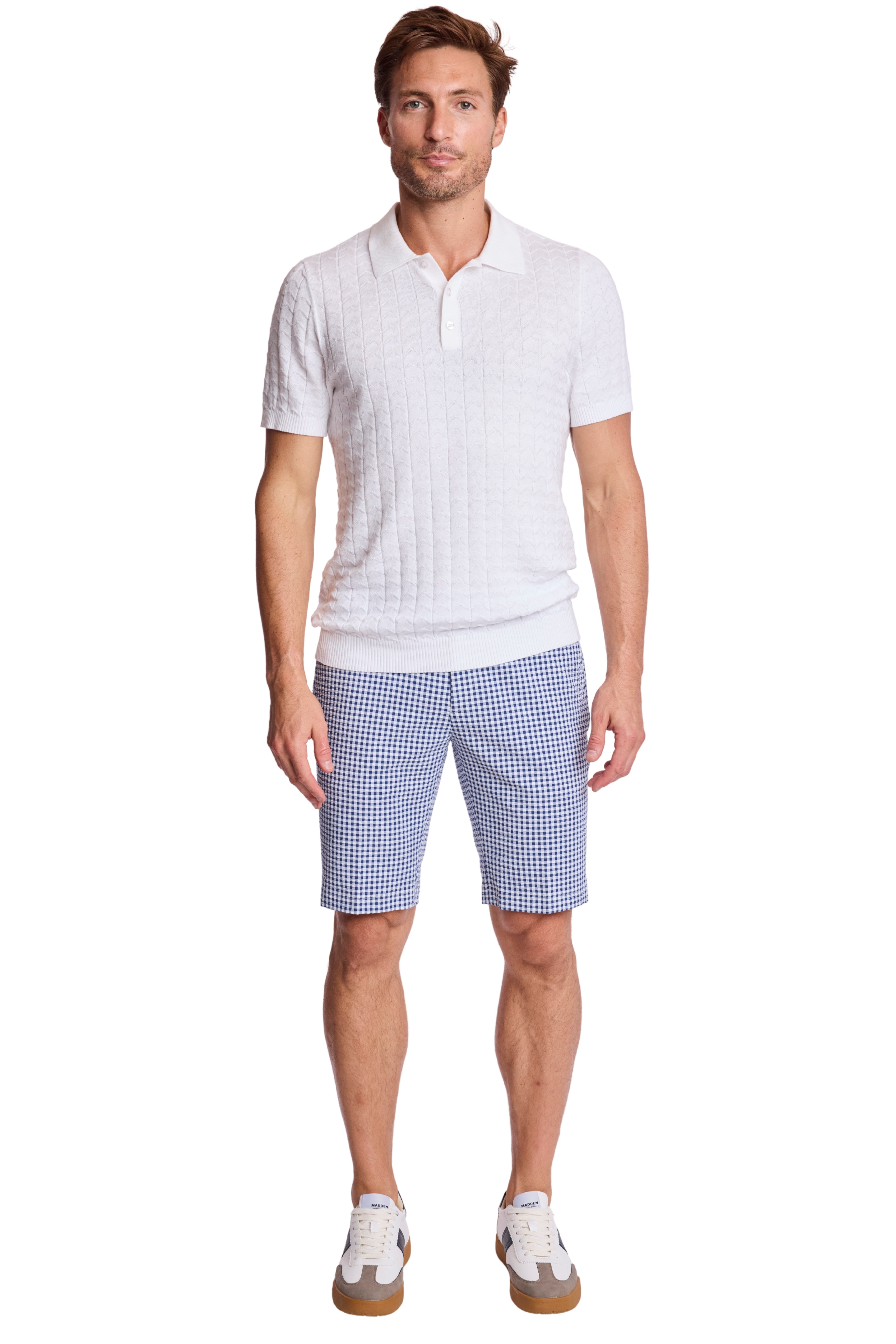 Fairview Shorts - slim - Navy Gingham Seersucker