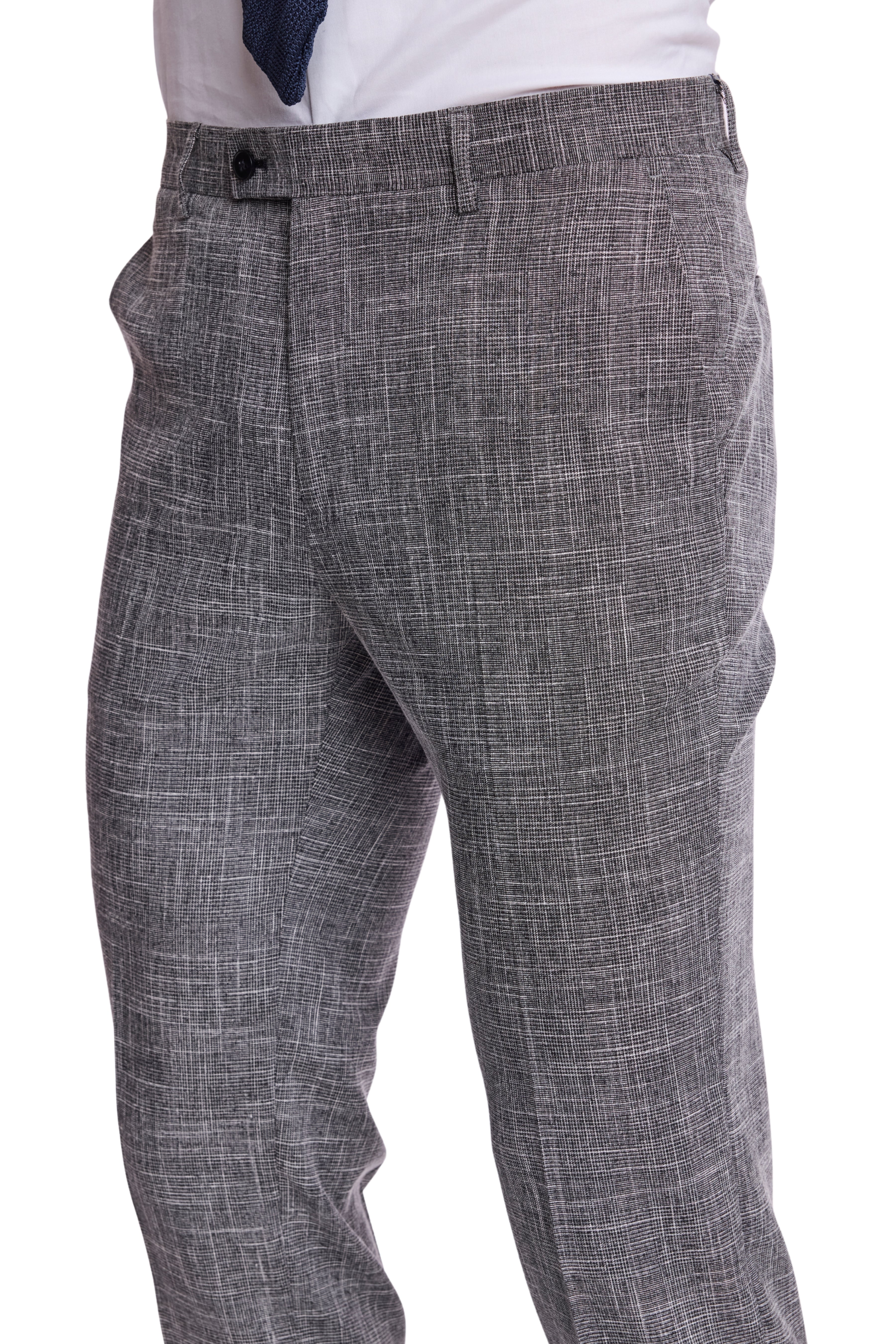 Downing Pants - slim - Black White Grid
