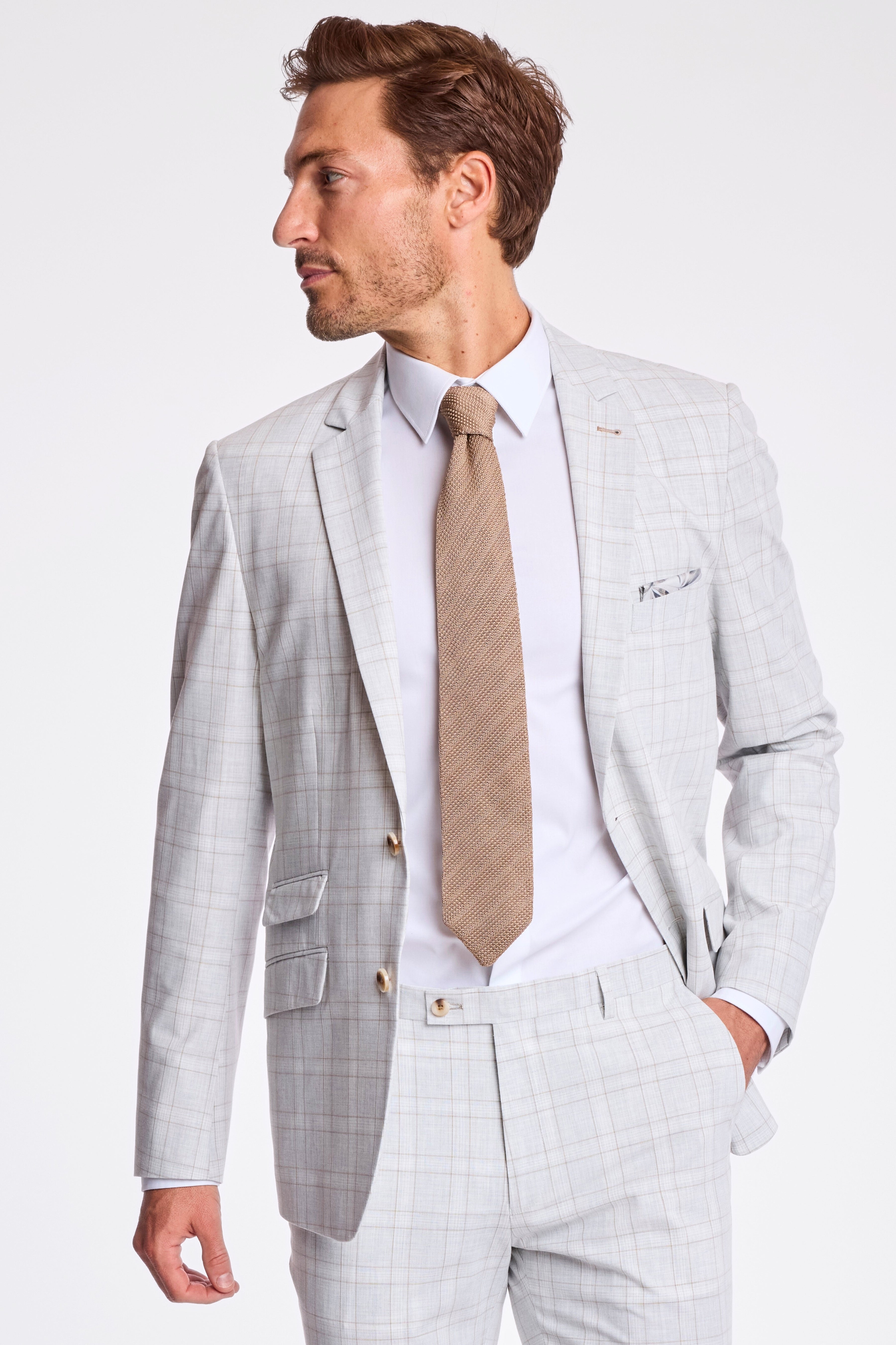 Dover Notch Jacket - slim - Grey Putty Check