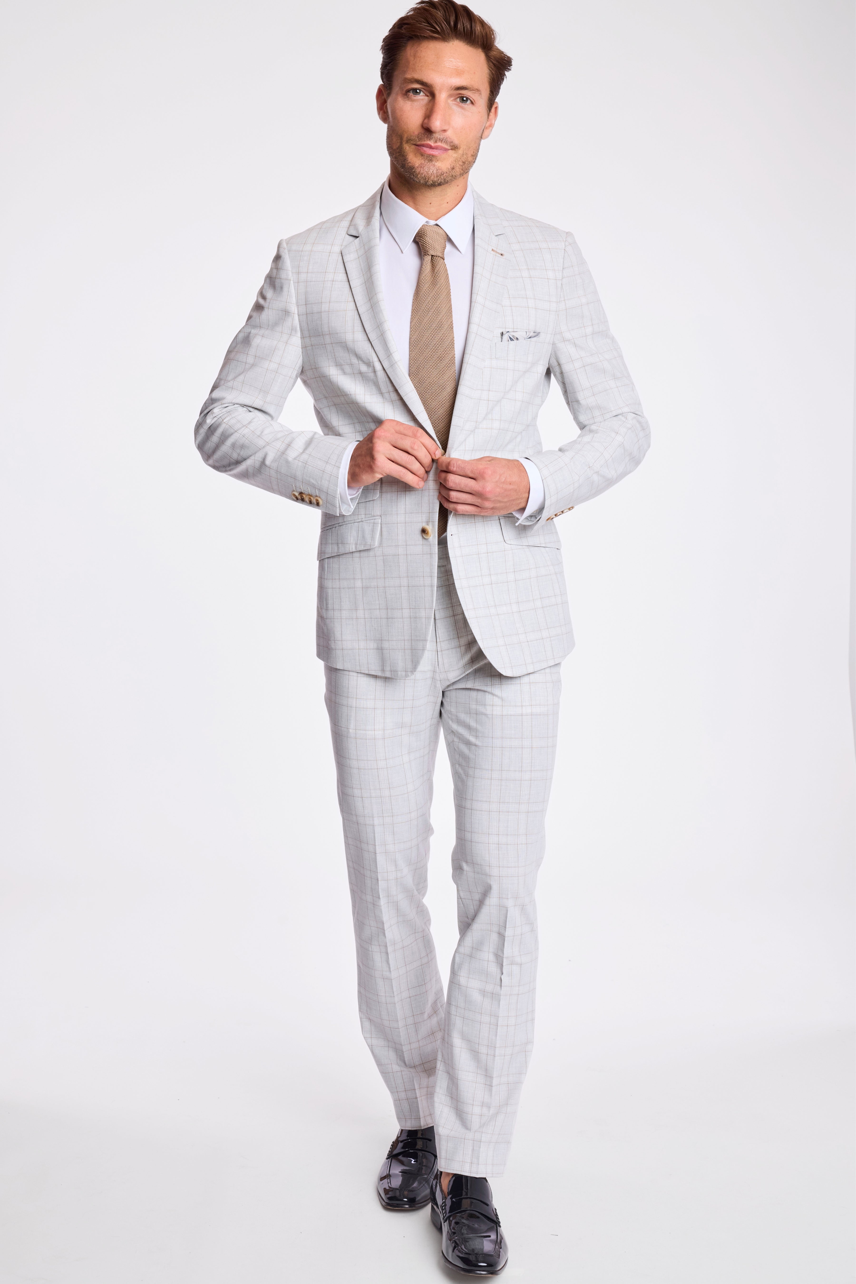 Dover Notch Jacket - slim - Grey Putty Check