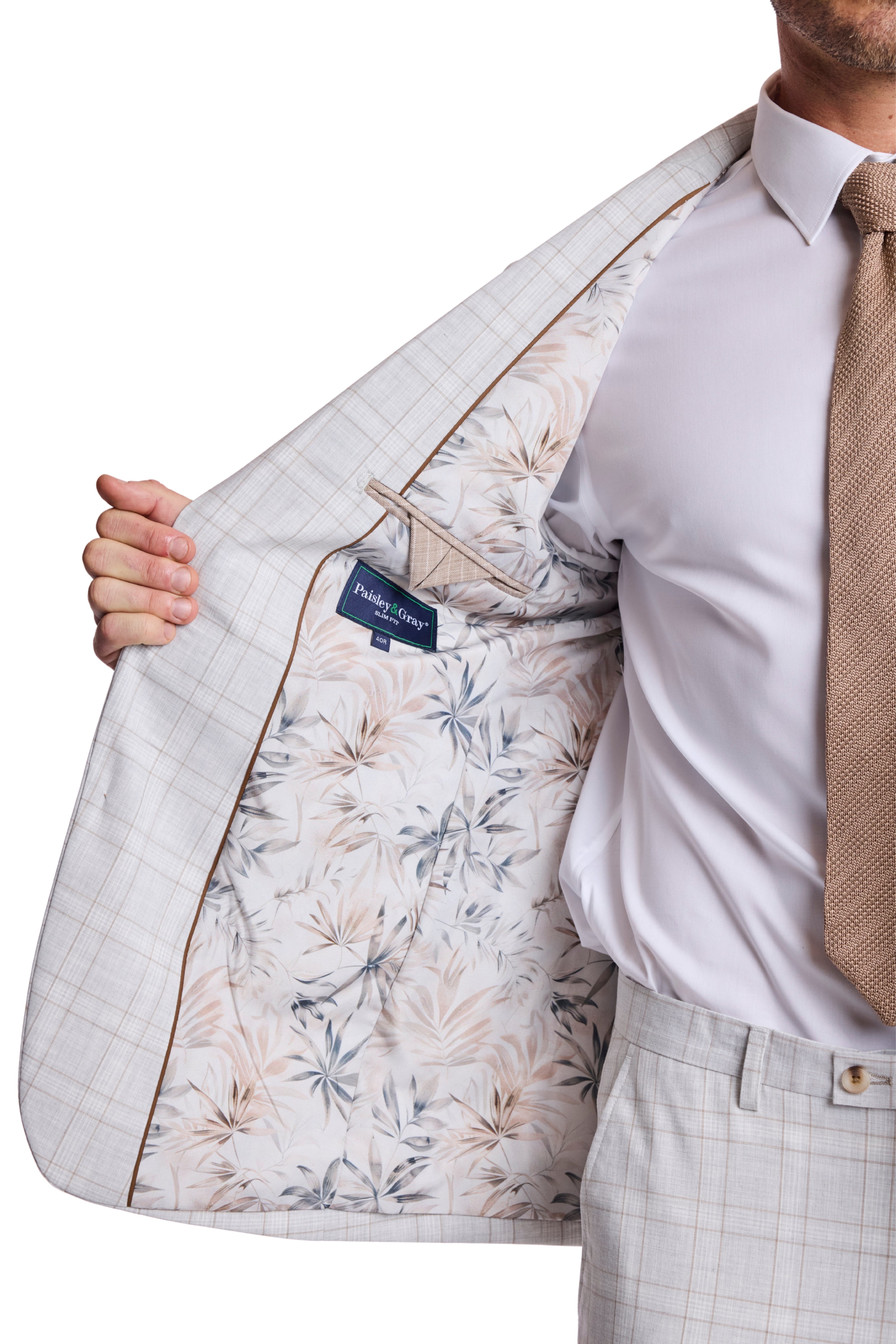 Dover Notch Jacket - slim - Grey Putty Check