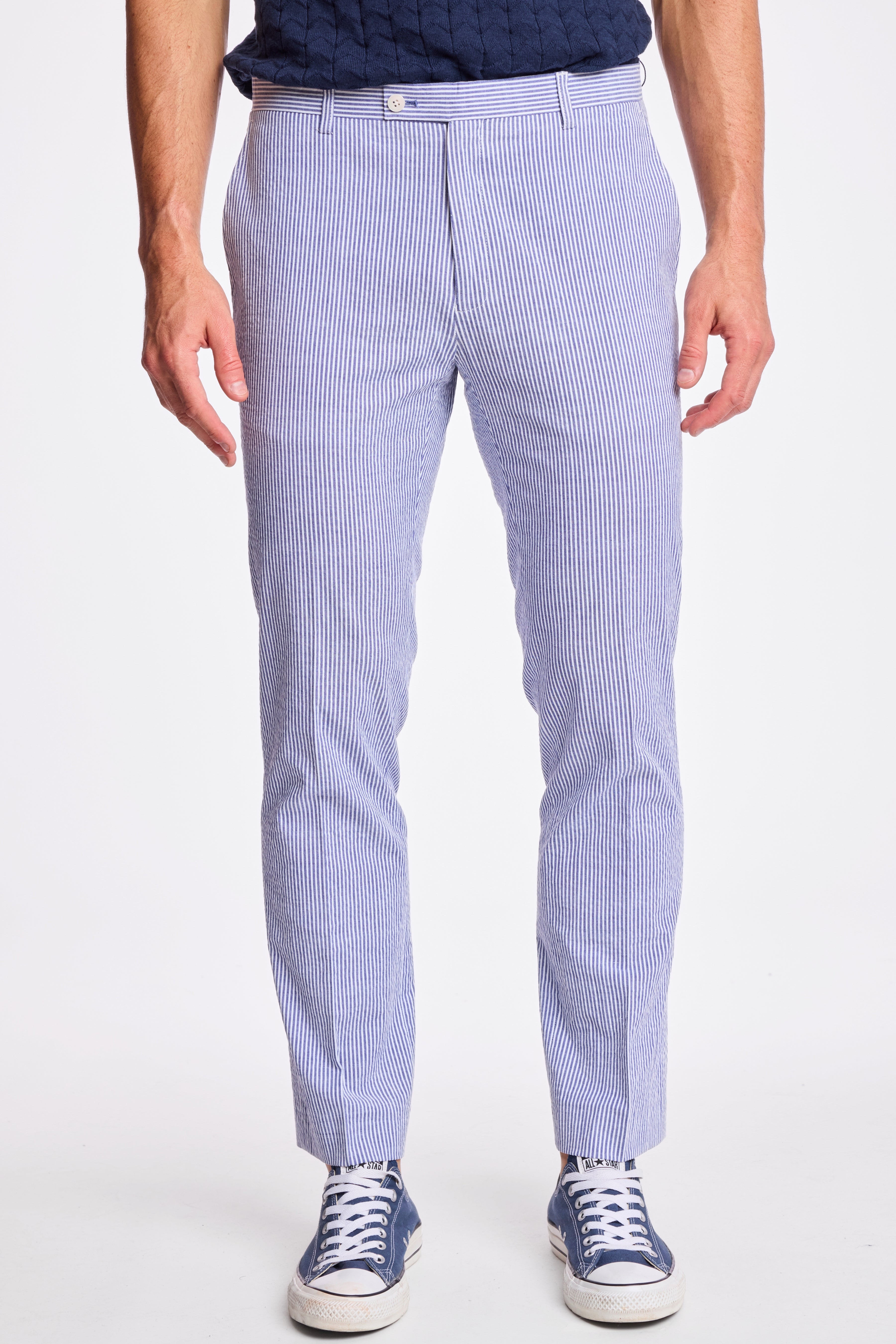 Downing Pants - slim - Blue Quartz Seersucker