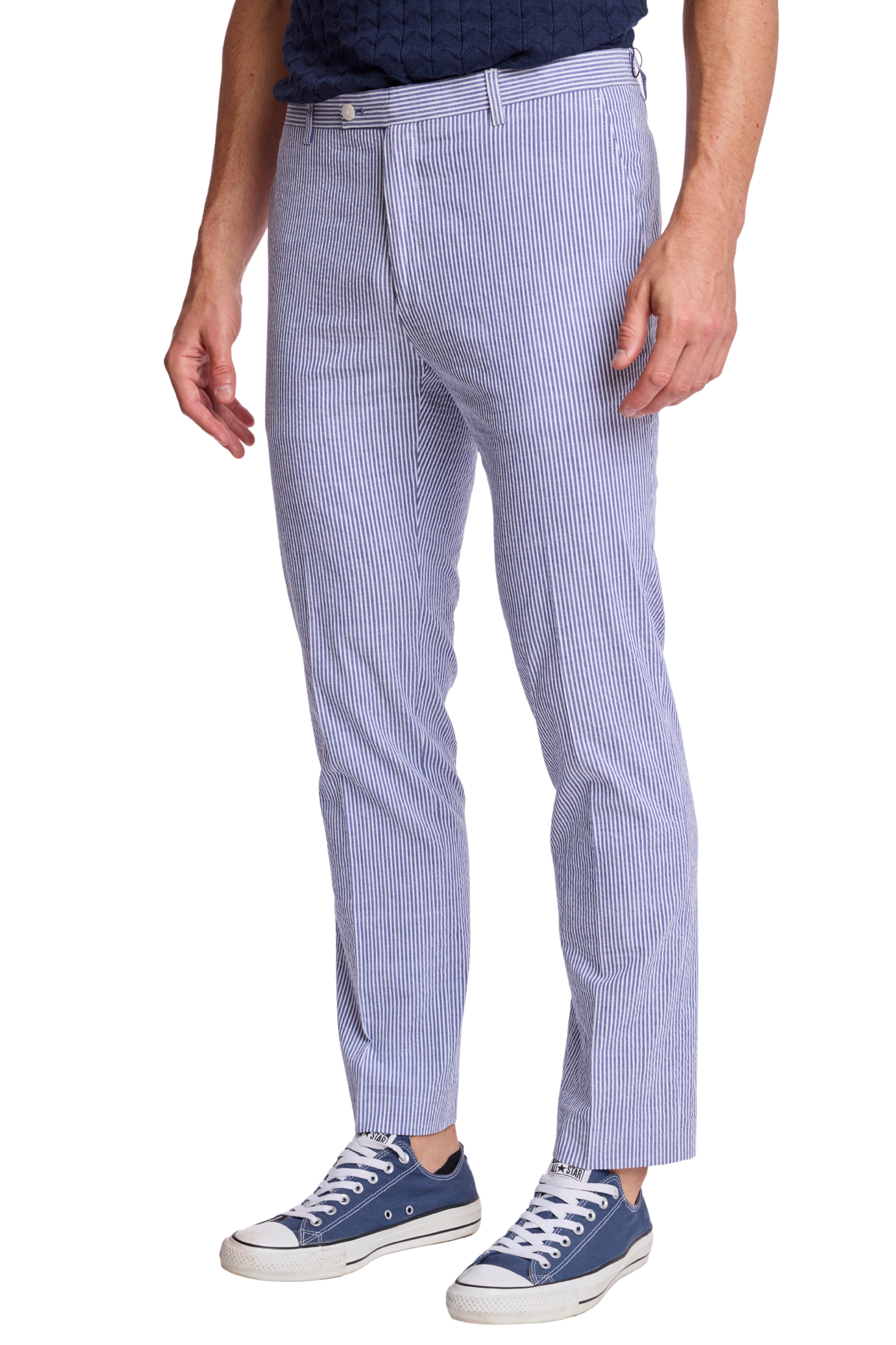 Downing Pants - slim - Blue Quartz Seersucker