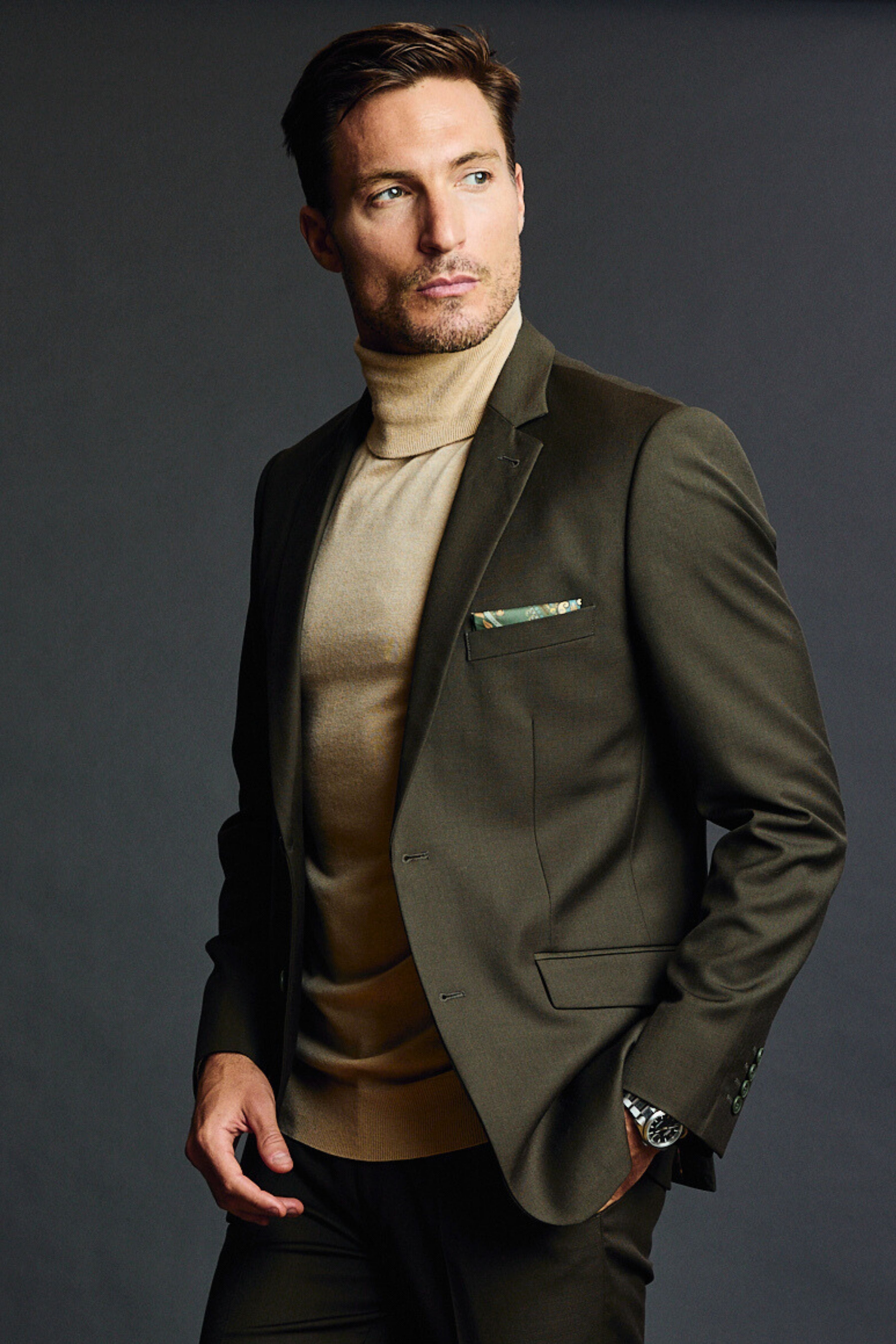 Dover Notch Jacket - slim - Dark Army Green