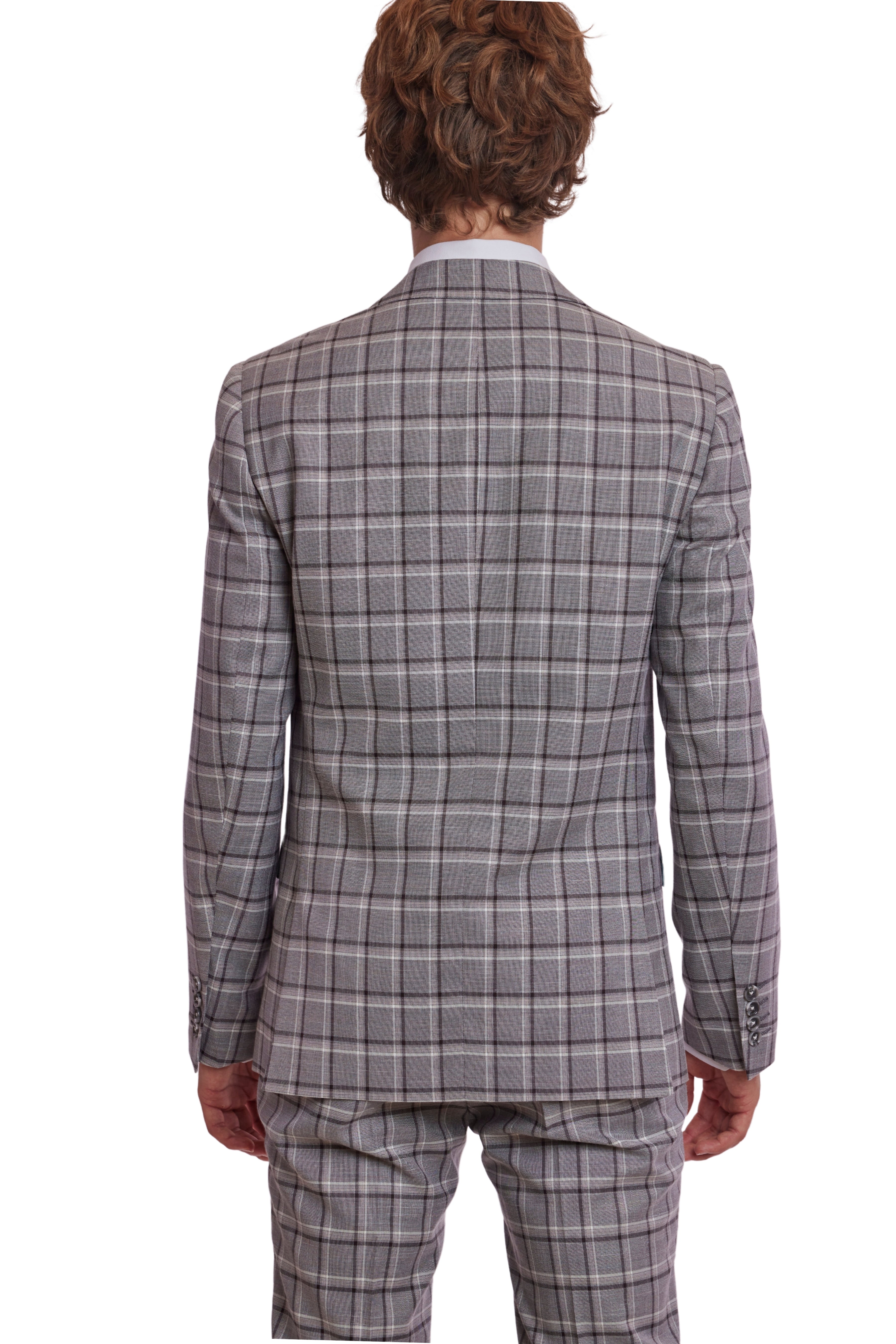 Ashton Peak Jacket  - slim - Grey Wht Peach Check