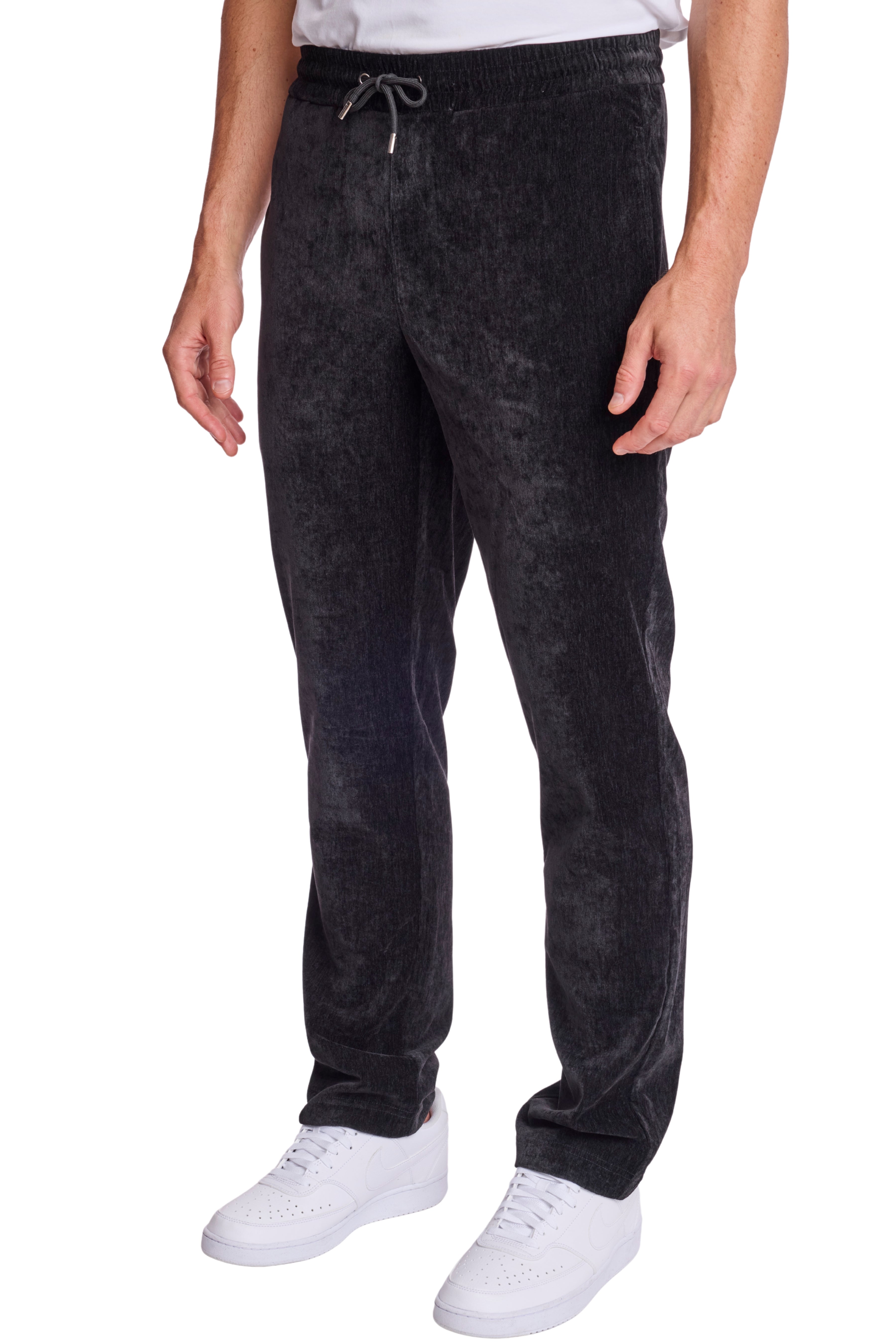 Velvet Wide Leg Sweatpants - Black Velvet
