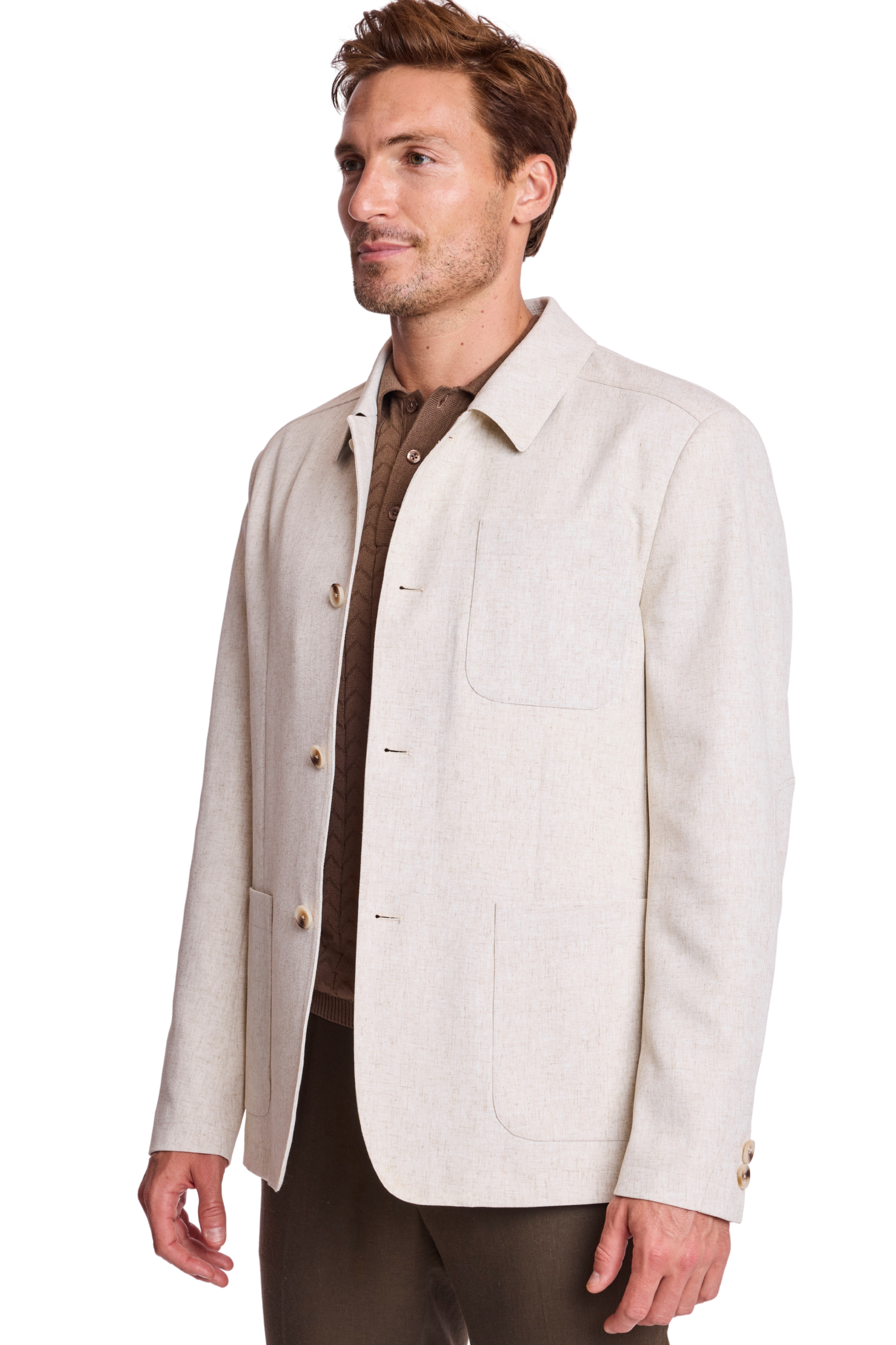 New City Button Up Jacket - Oat Linen Blend