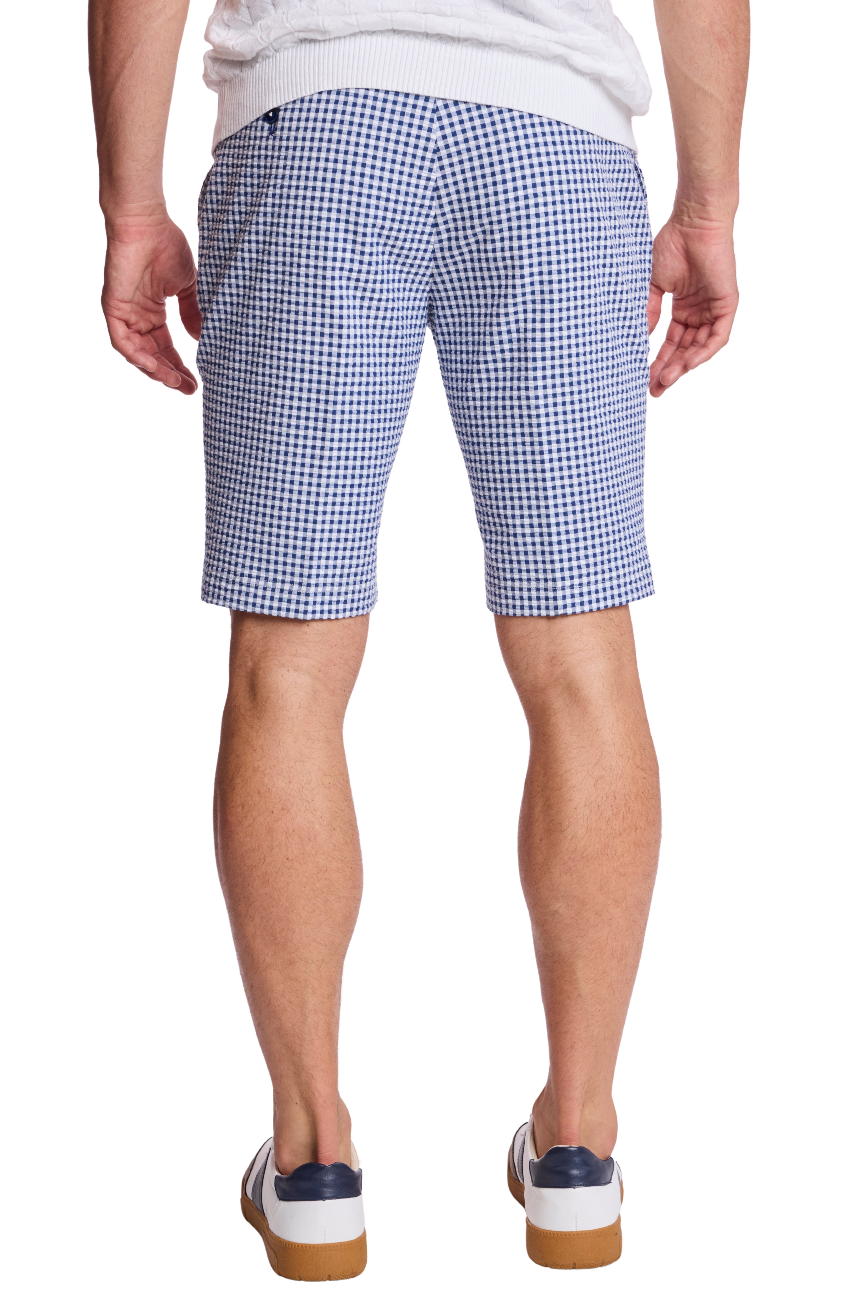 Fairview Shorts - slim - Navy Gingham Seersucker