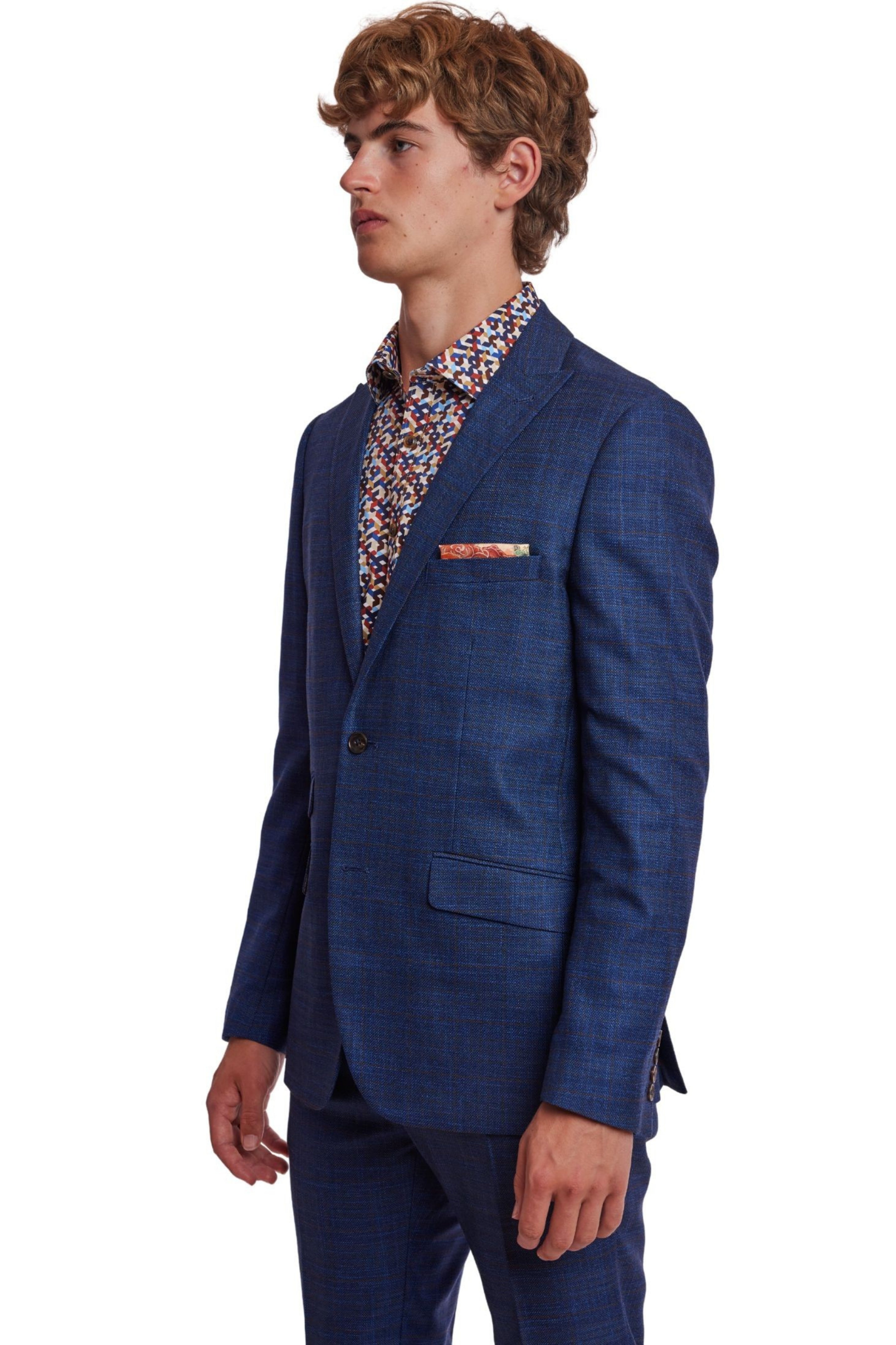 Ashton Peak Jacket  - slim - Blue Cognac Check