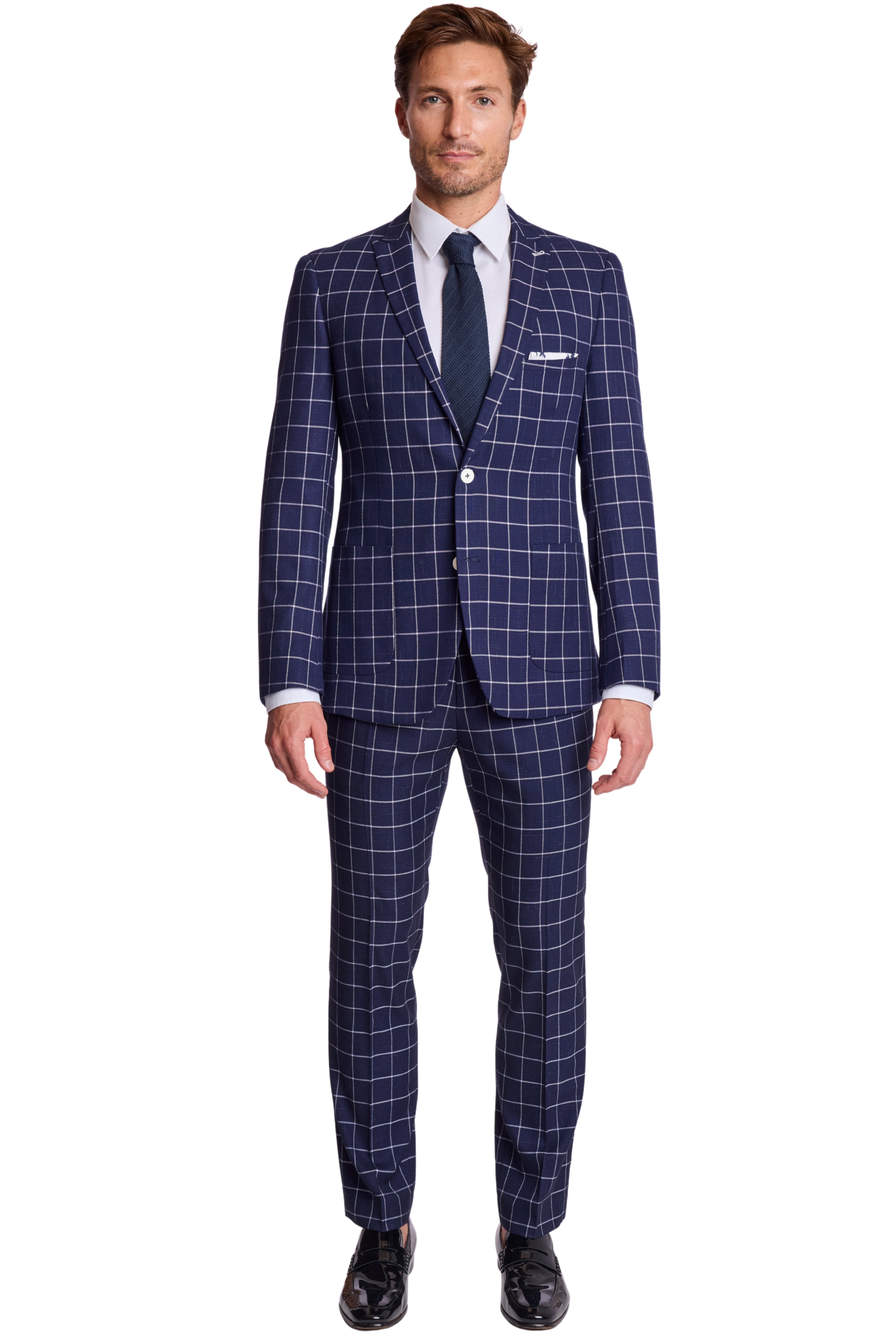Ashton Peak Jacket - slim - White Navy Windowpane