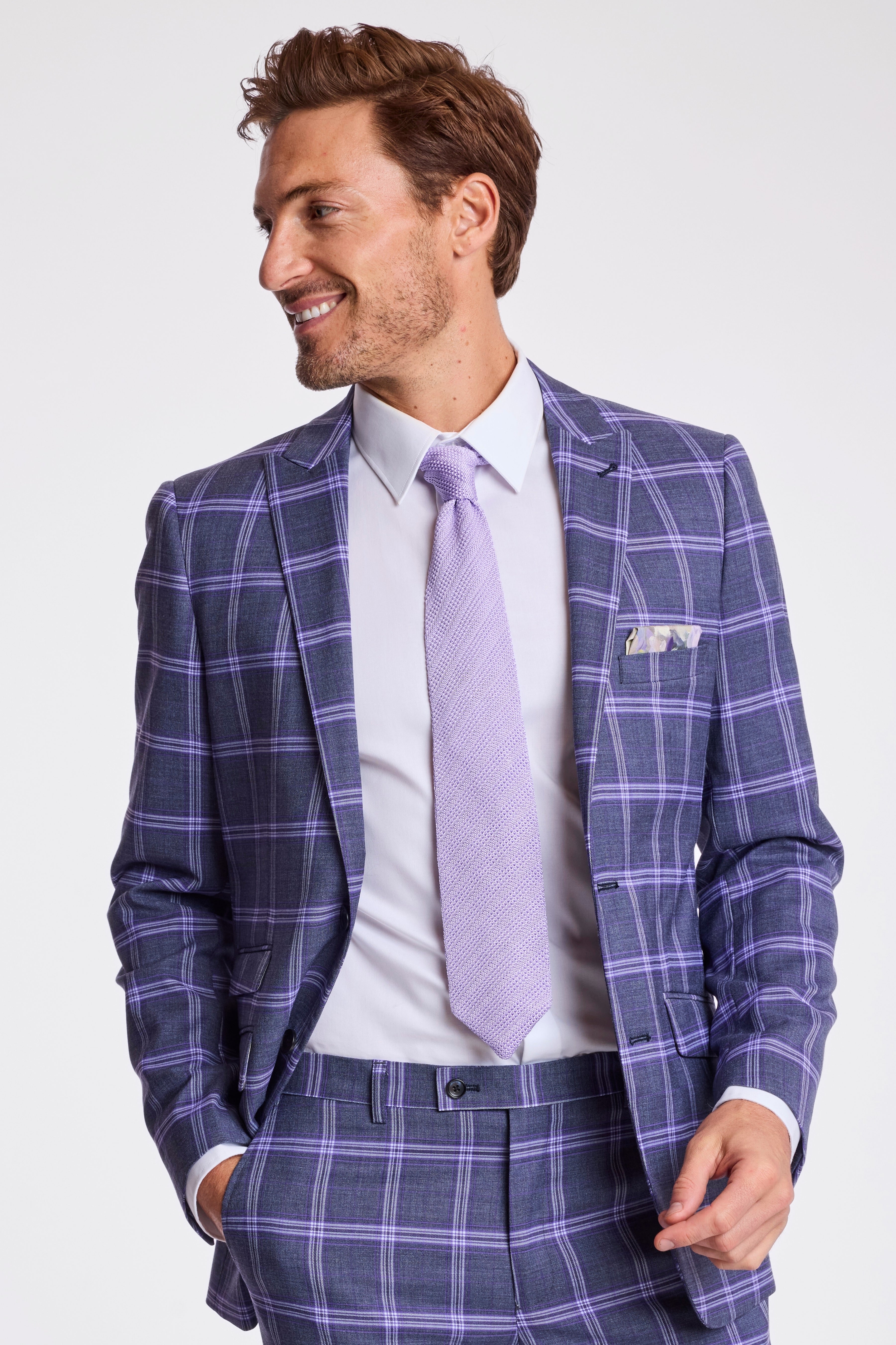 Ashton Peak Jacket - slim - Purple Navy White Check