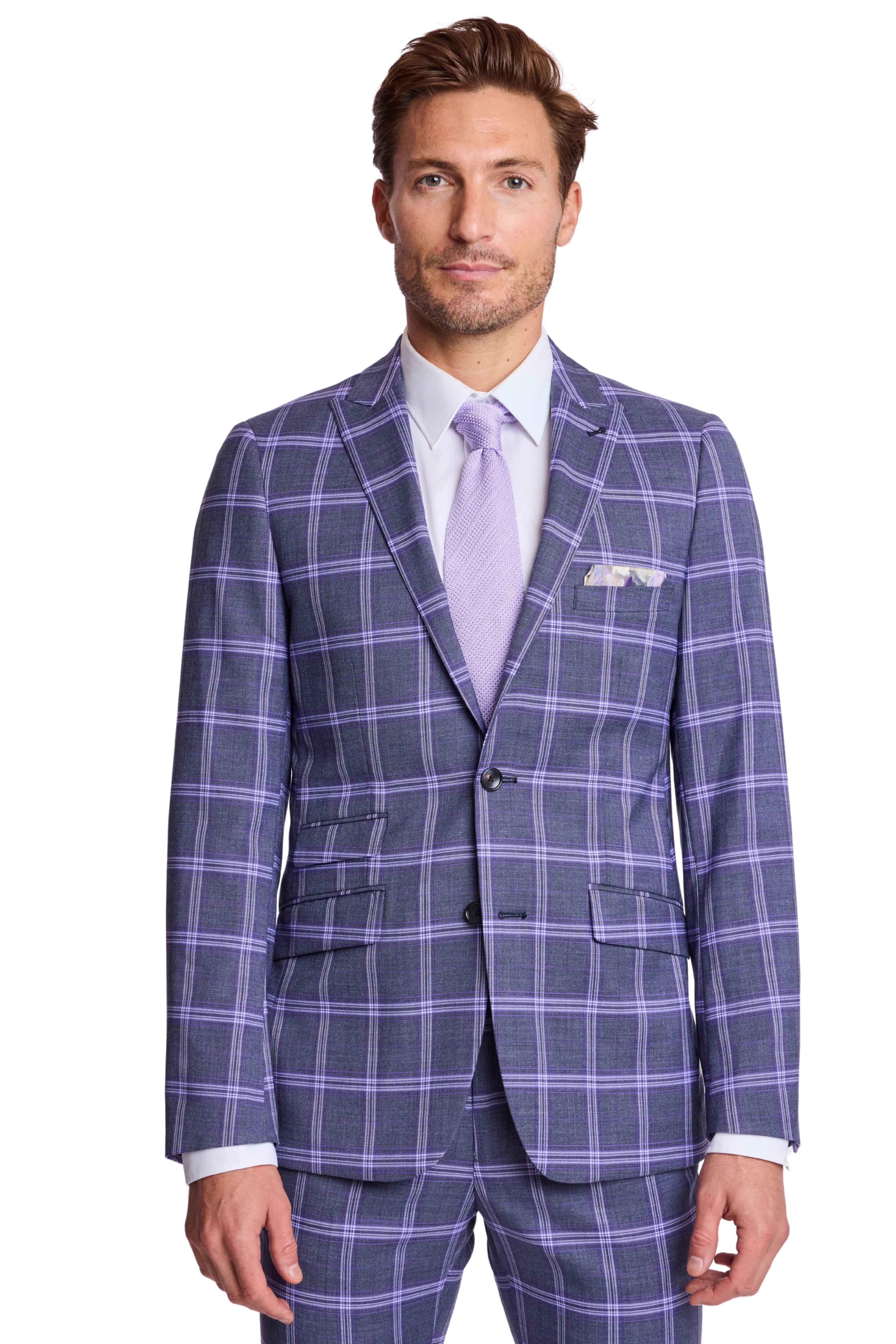 Ashton Peak Jacket - slim - Purple Navy White Check