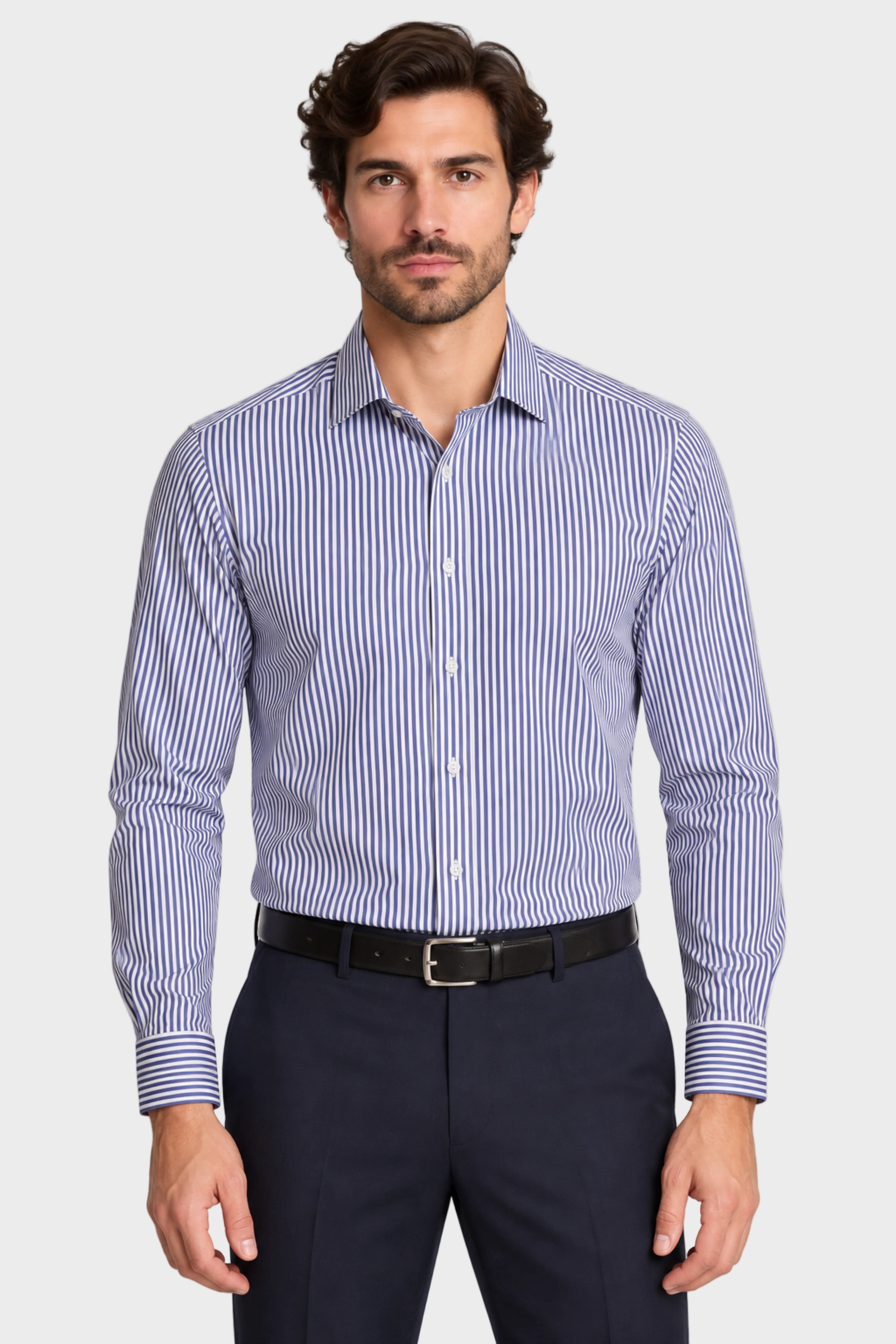 Samuel Spread Collar Shirt - Future Dusk Stripes