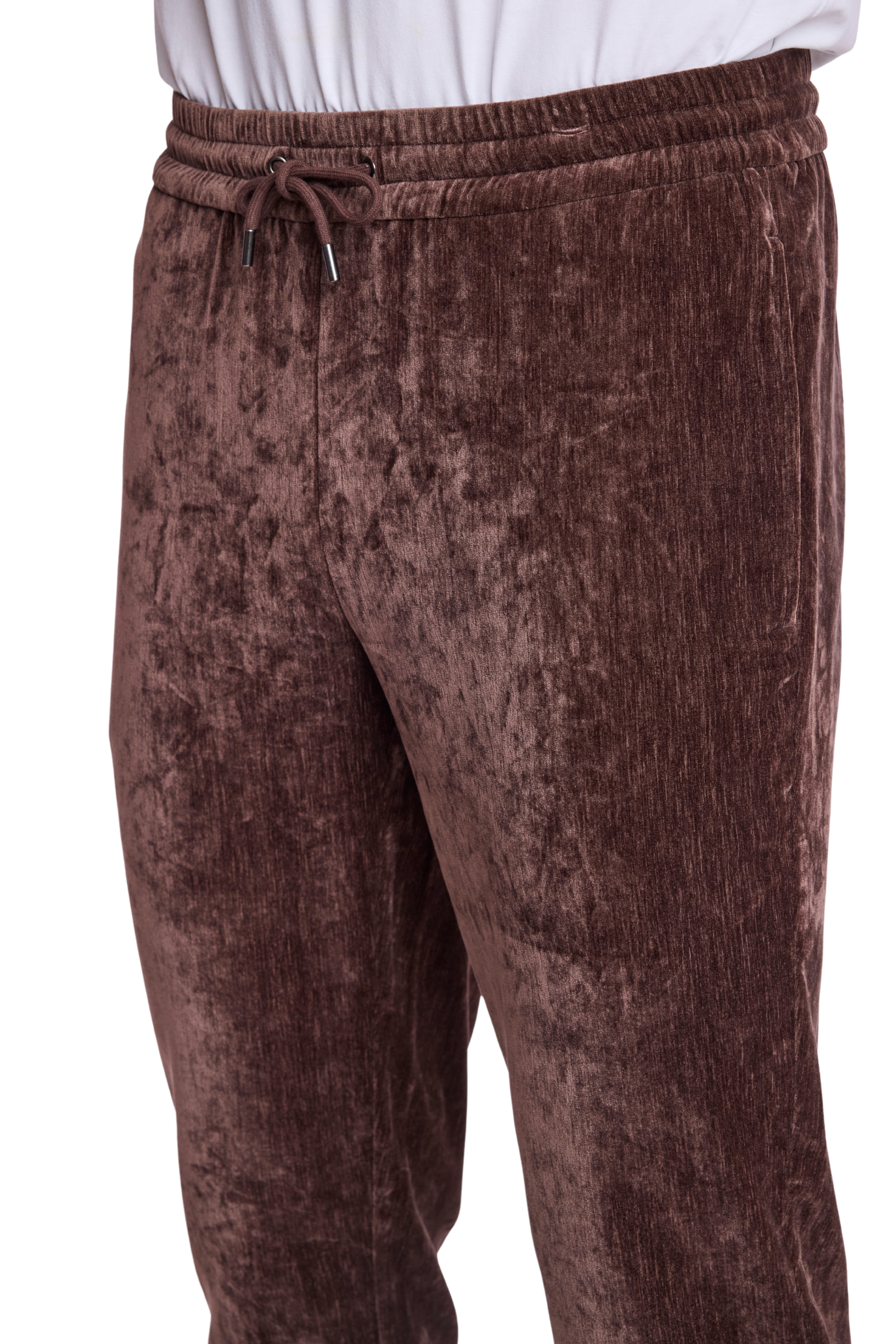 Velvet Wide Leg Sweatpants - Chocolate Brown Velvet