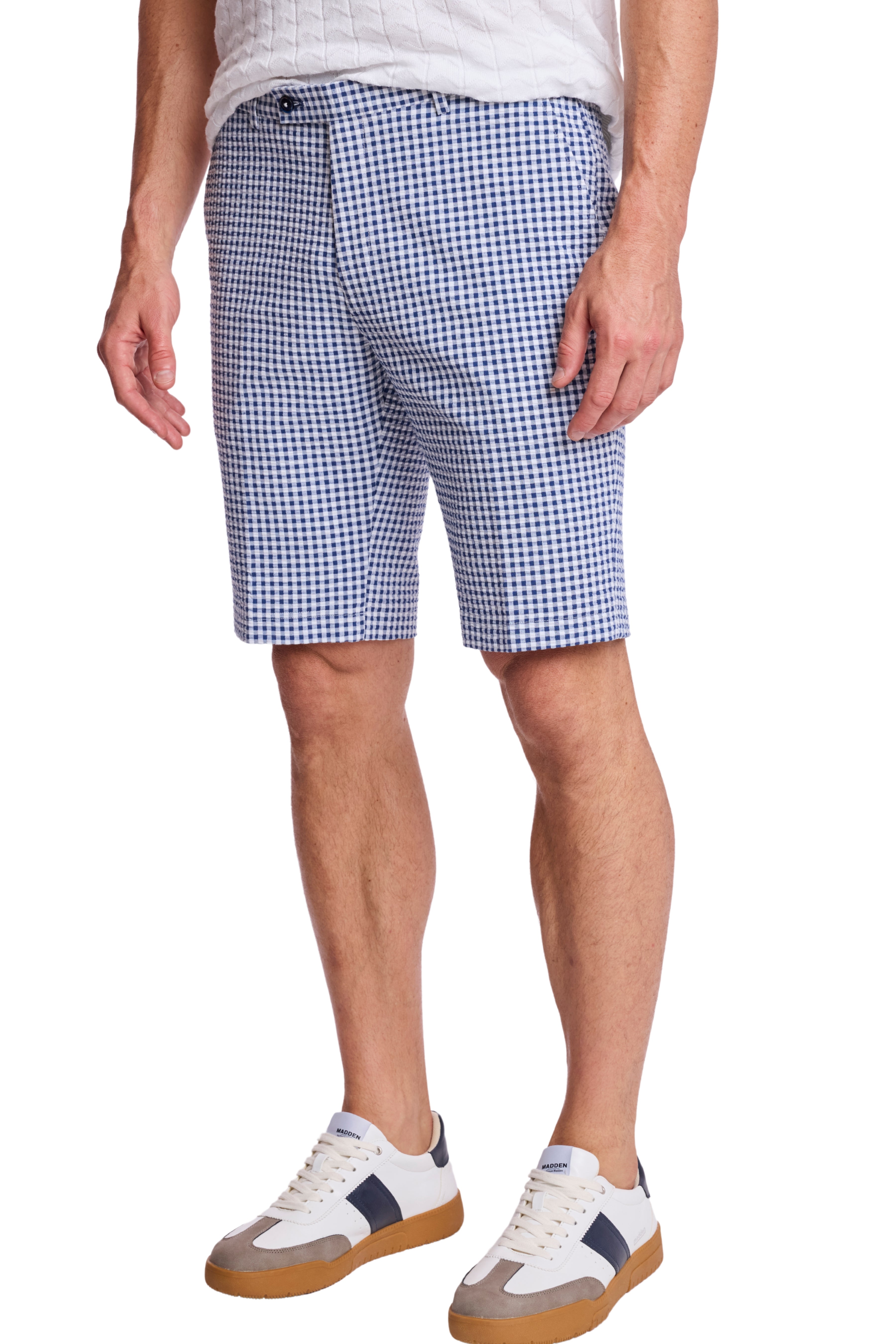 Fairview Shorts - slim - Navy Gingham Seersucker
