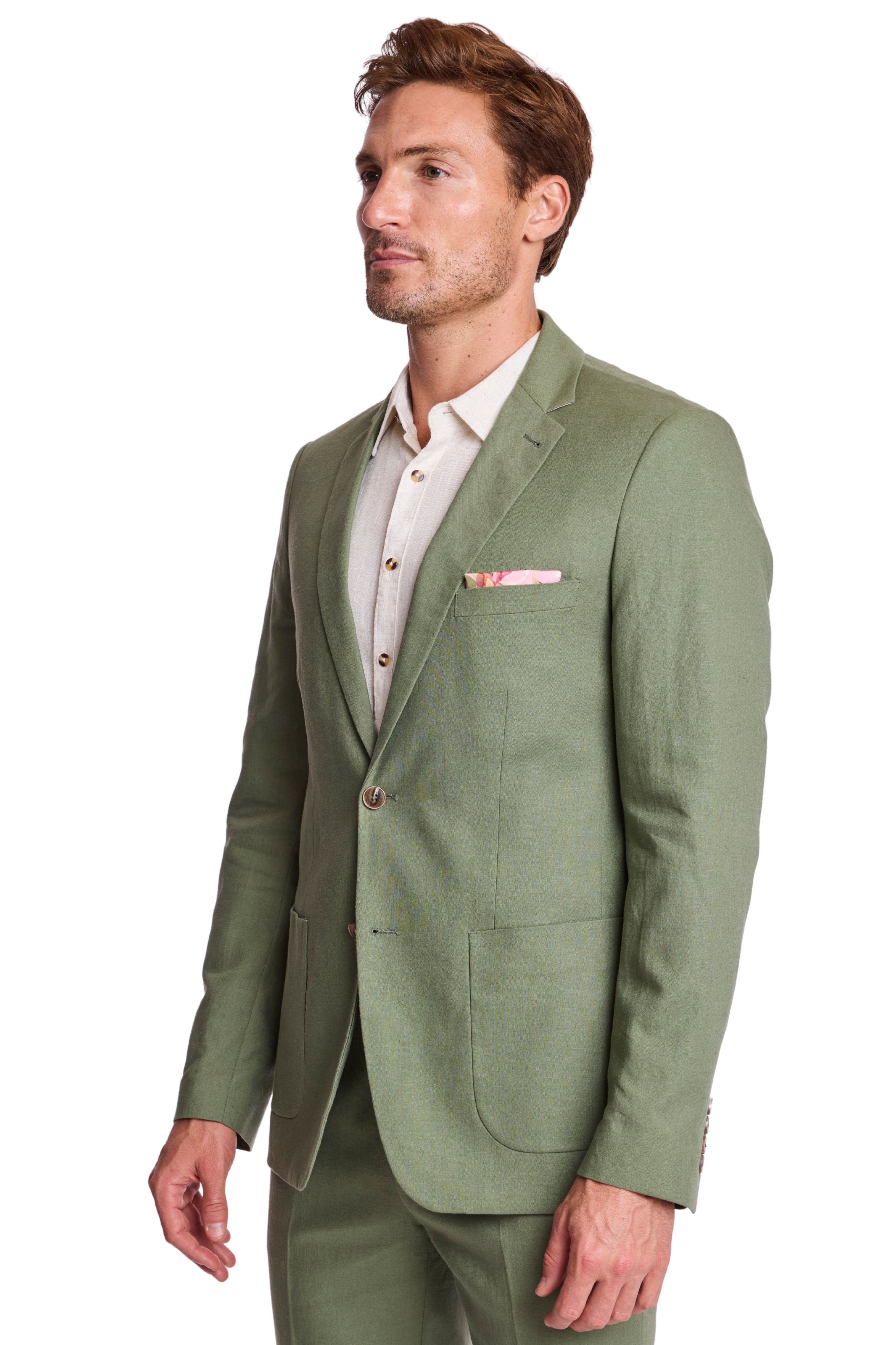 Dover Notch Jacket - slim - Olivine Green Linen