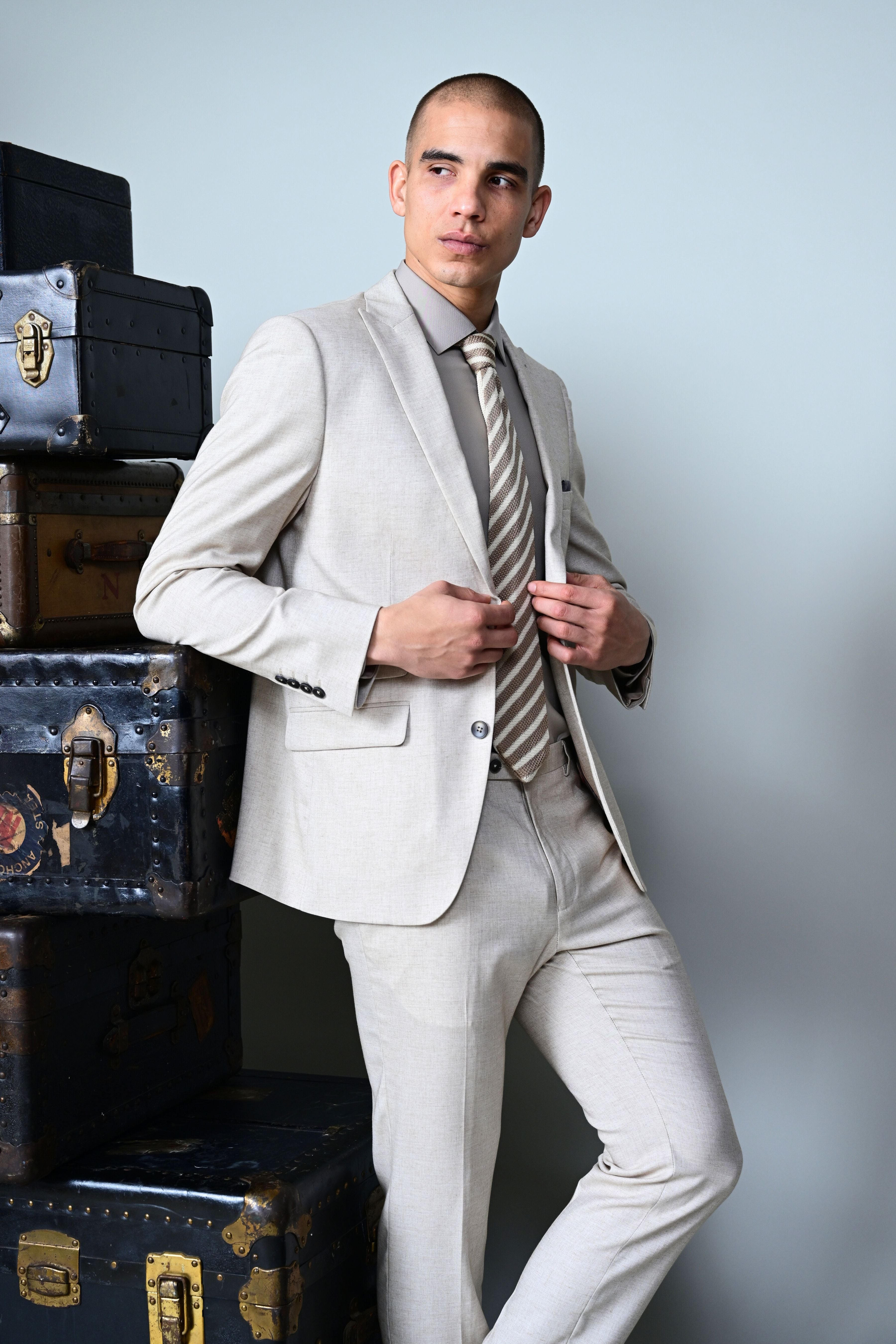 Dover Notch Jacket - slim - Lt Tan Melange
