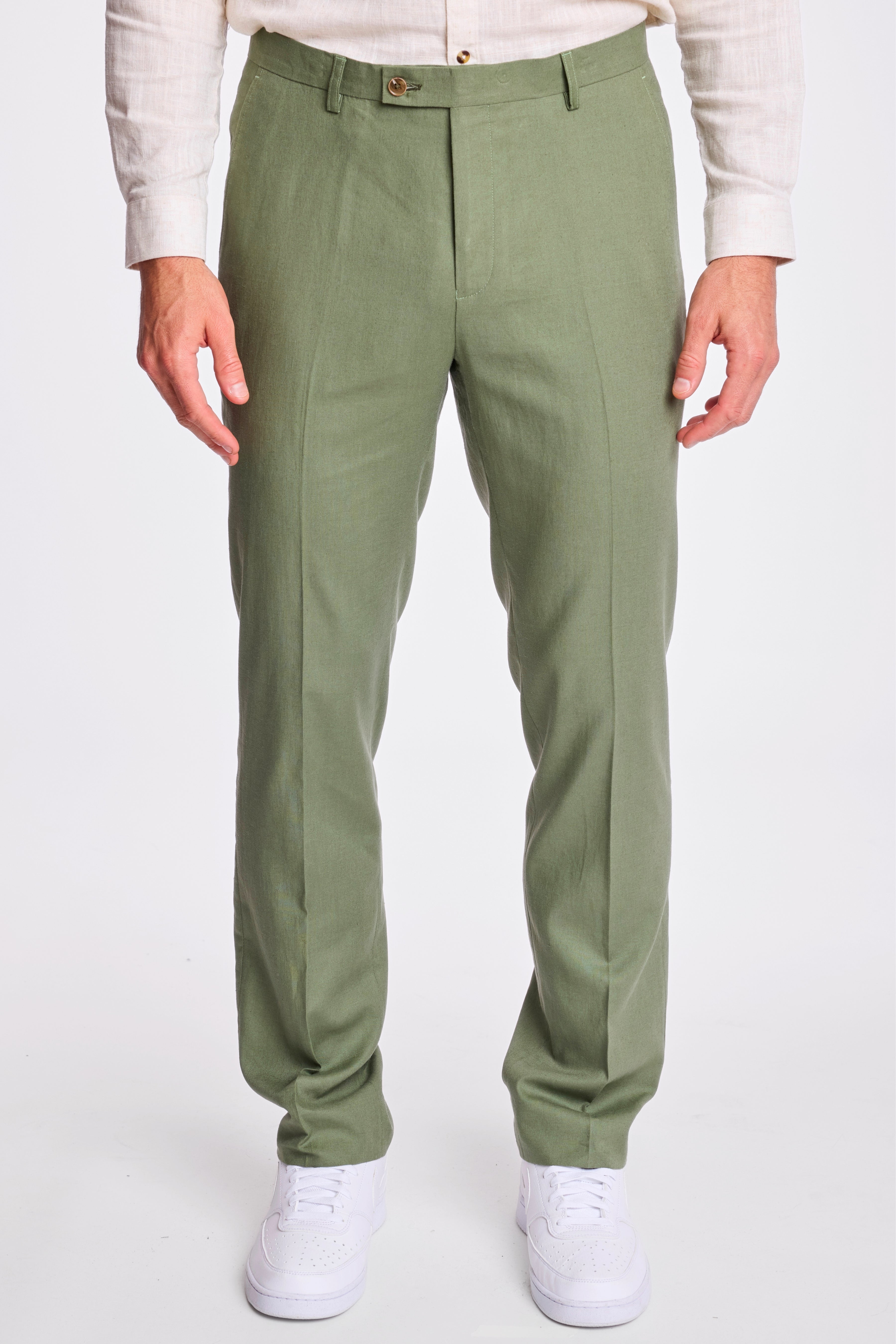 Downing Pants - slim - Olivine Green Linen