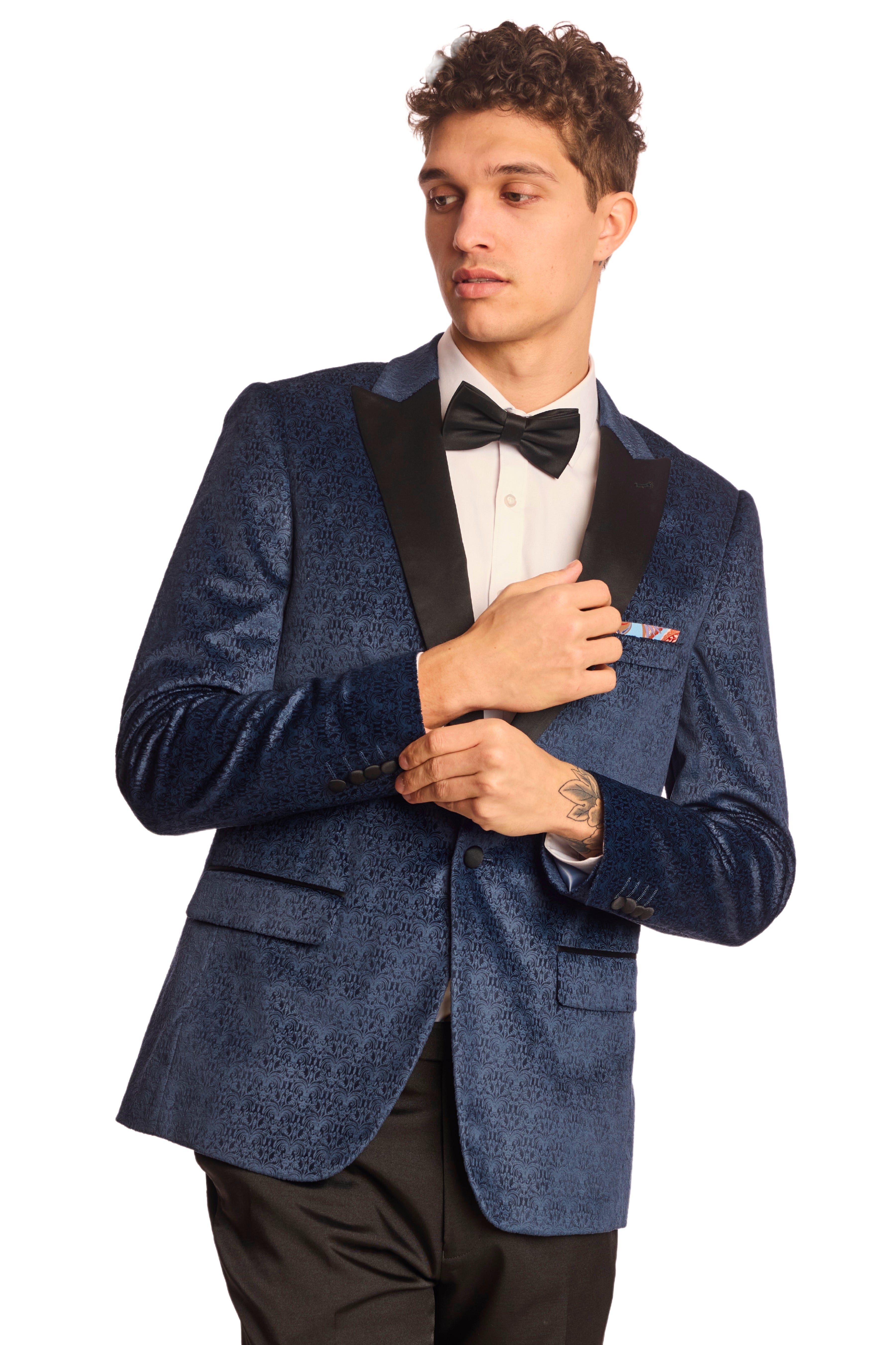 Grosvenor Peak Tux Jacket - slim - Navy and Blue Velvet