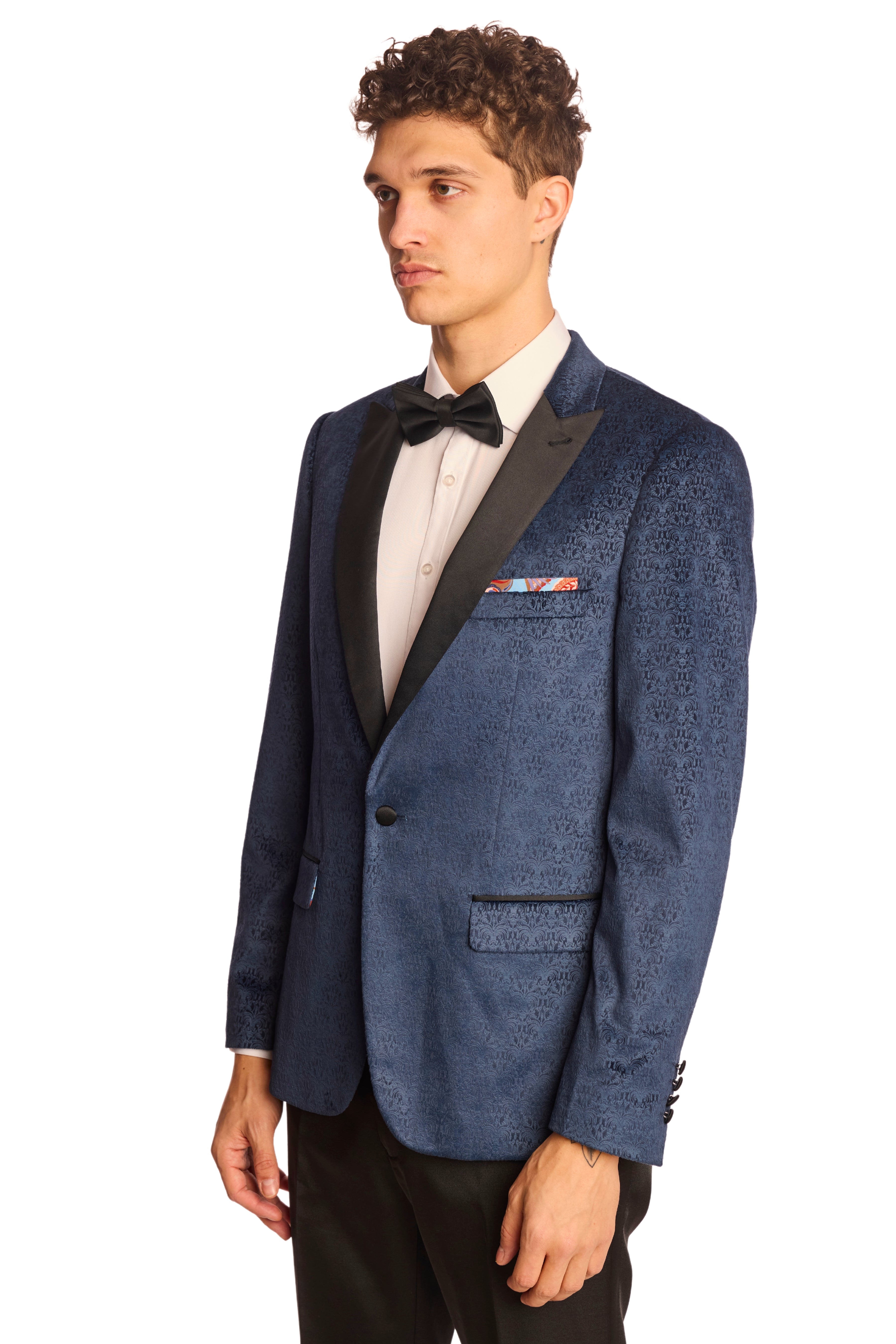 Grosvenor Peak Tux Jacket - slim - Navy and Blue Velvet