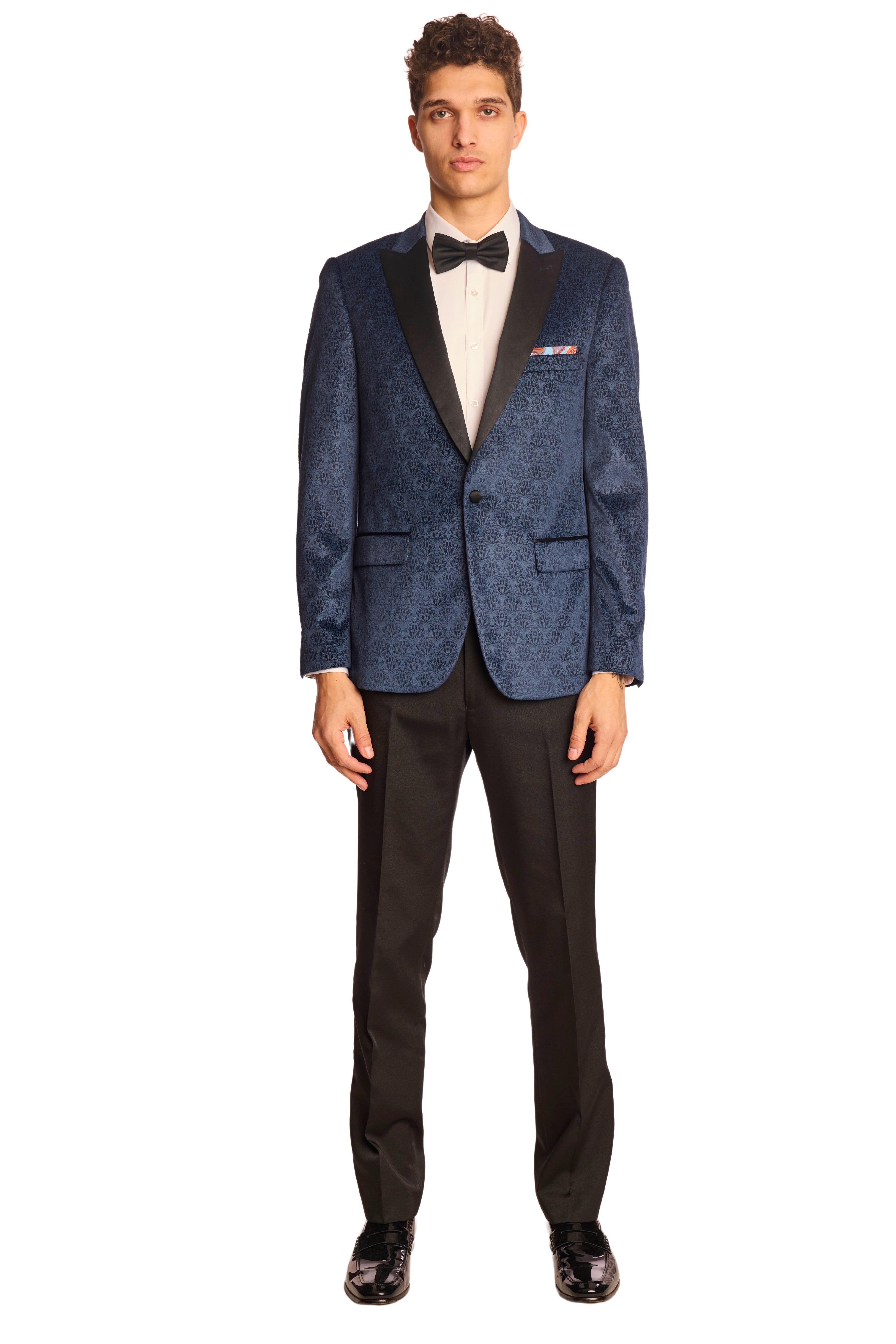 Grosvenor Peak Tux Jacket - slim - Navy and Blue Velvet