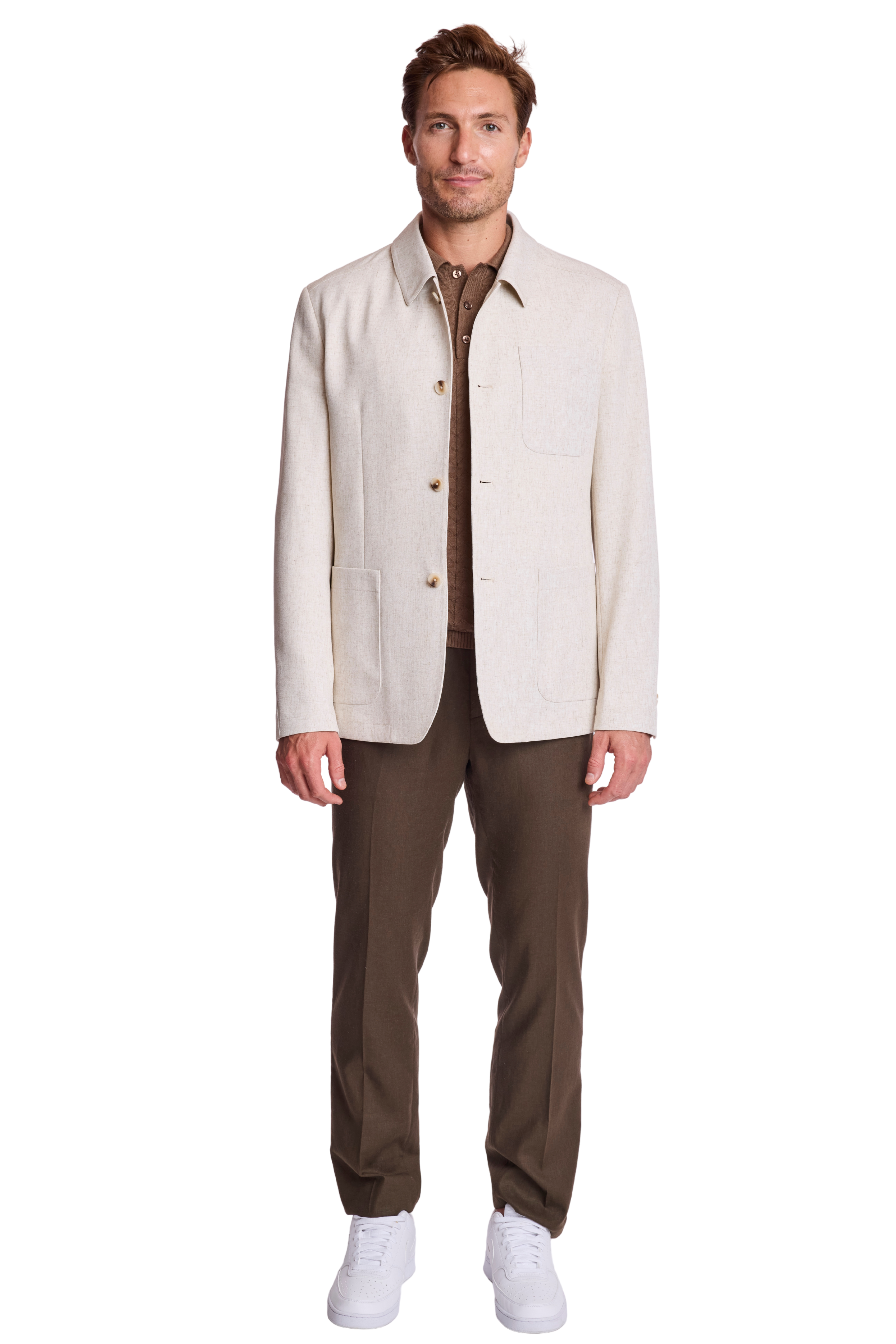 New City Button Up Jacket - Oat Linen Blend