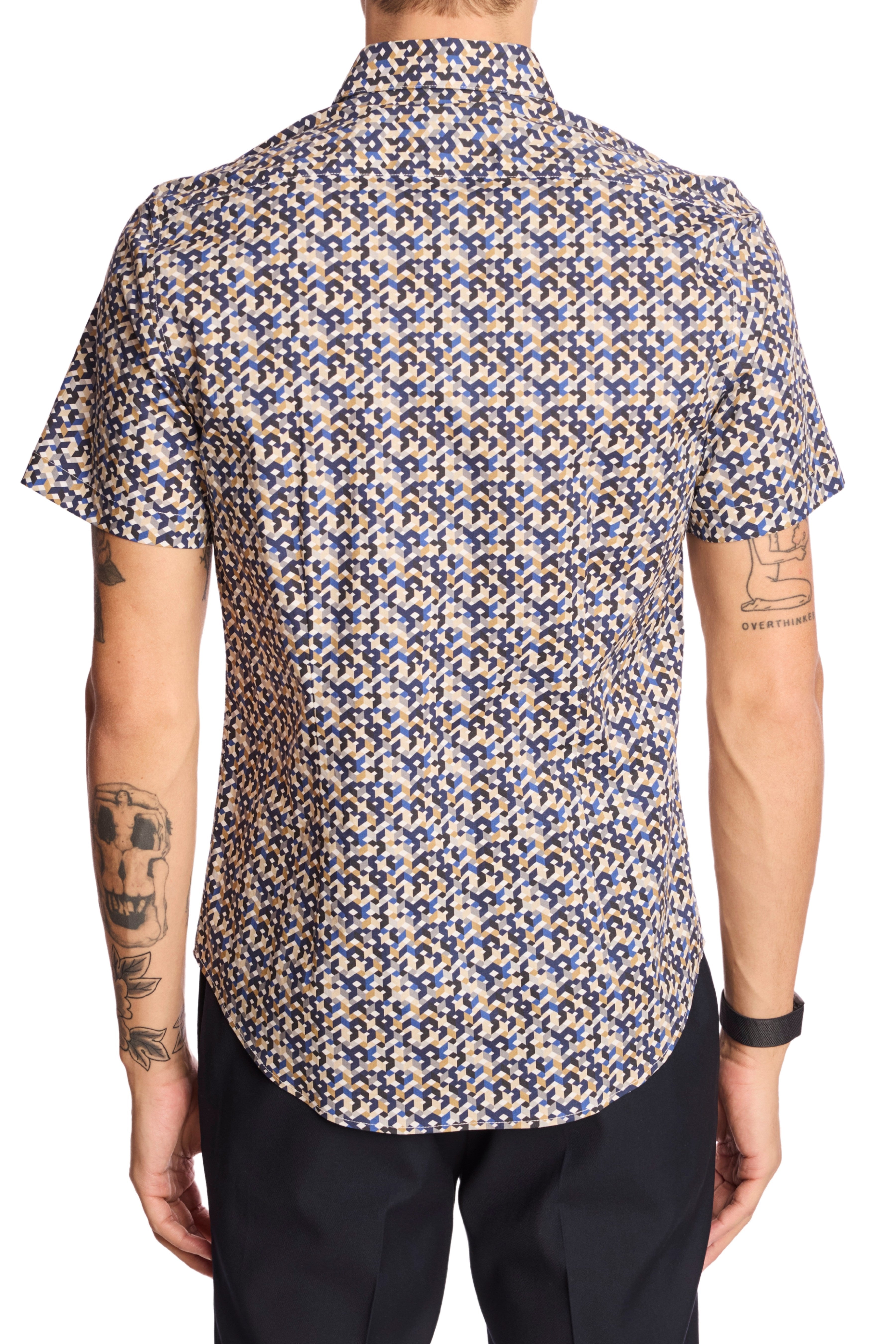 Sawyer Shirt - Navy Tan Geo