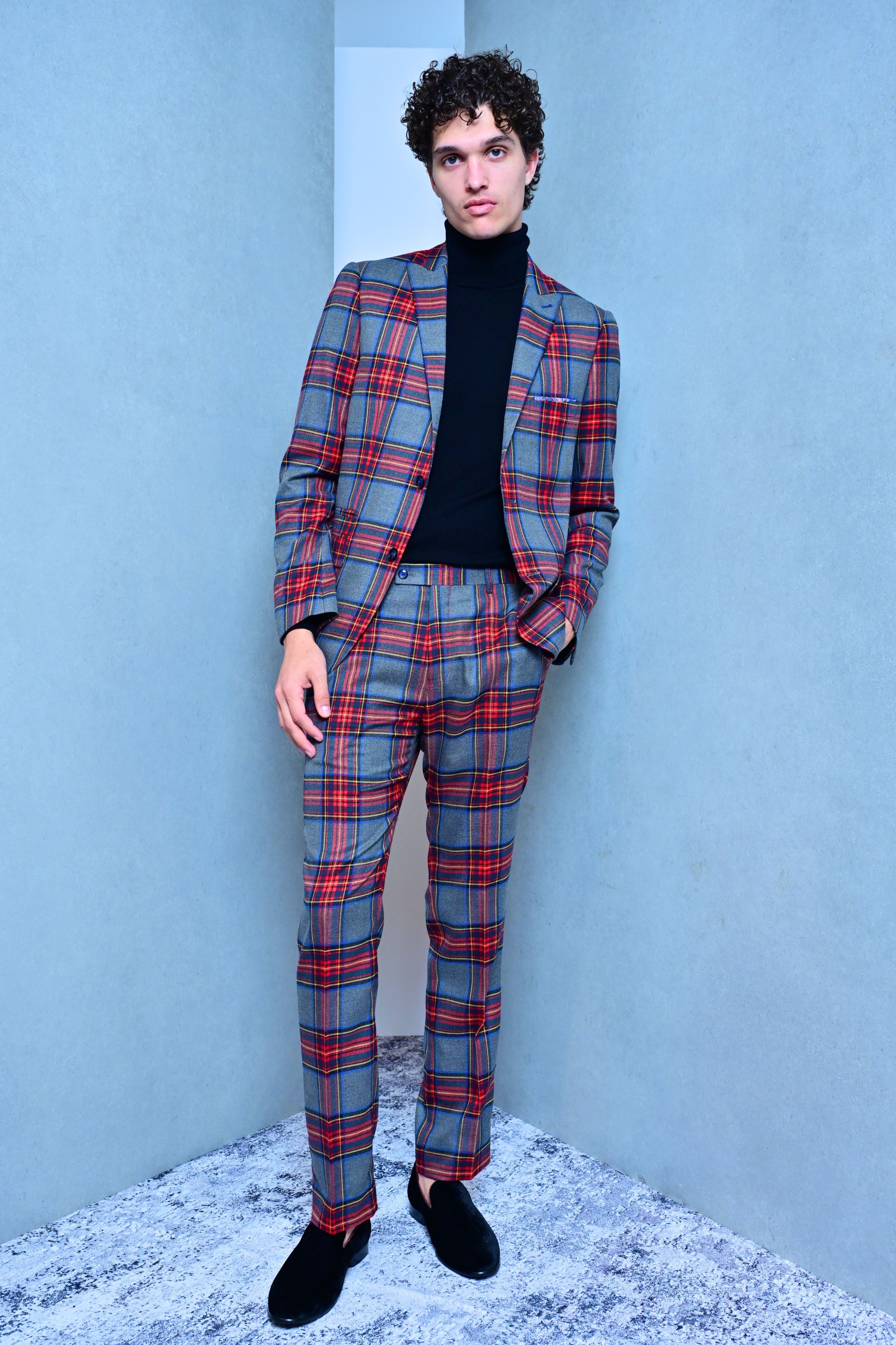 Ashton Peak Jacket - slim - Charcoal Red Royal Tartan