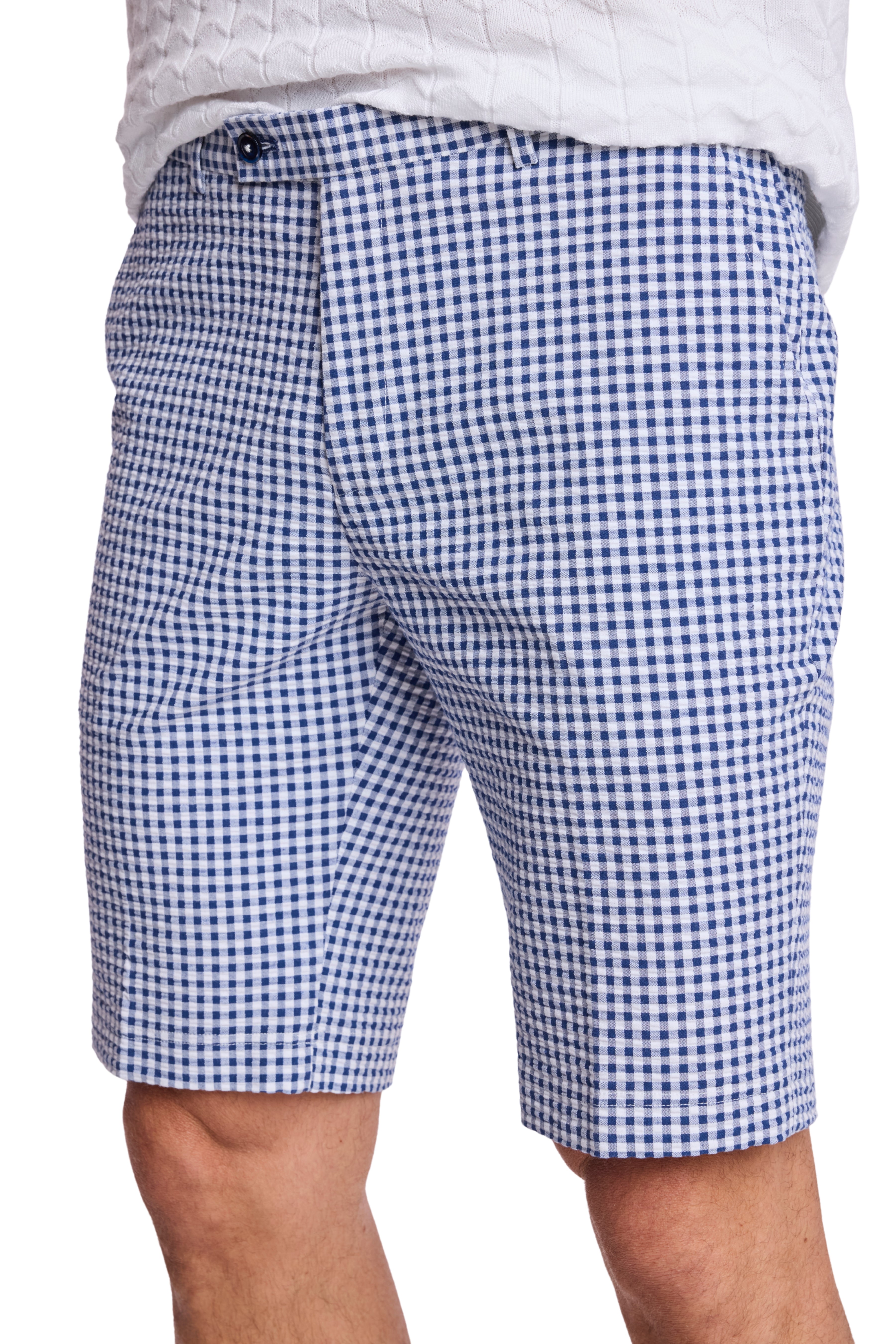 Fairview Shorts - slim - Navy Gingham Seersucker
