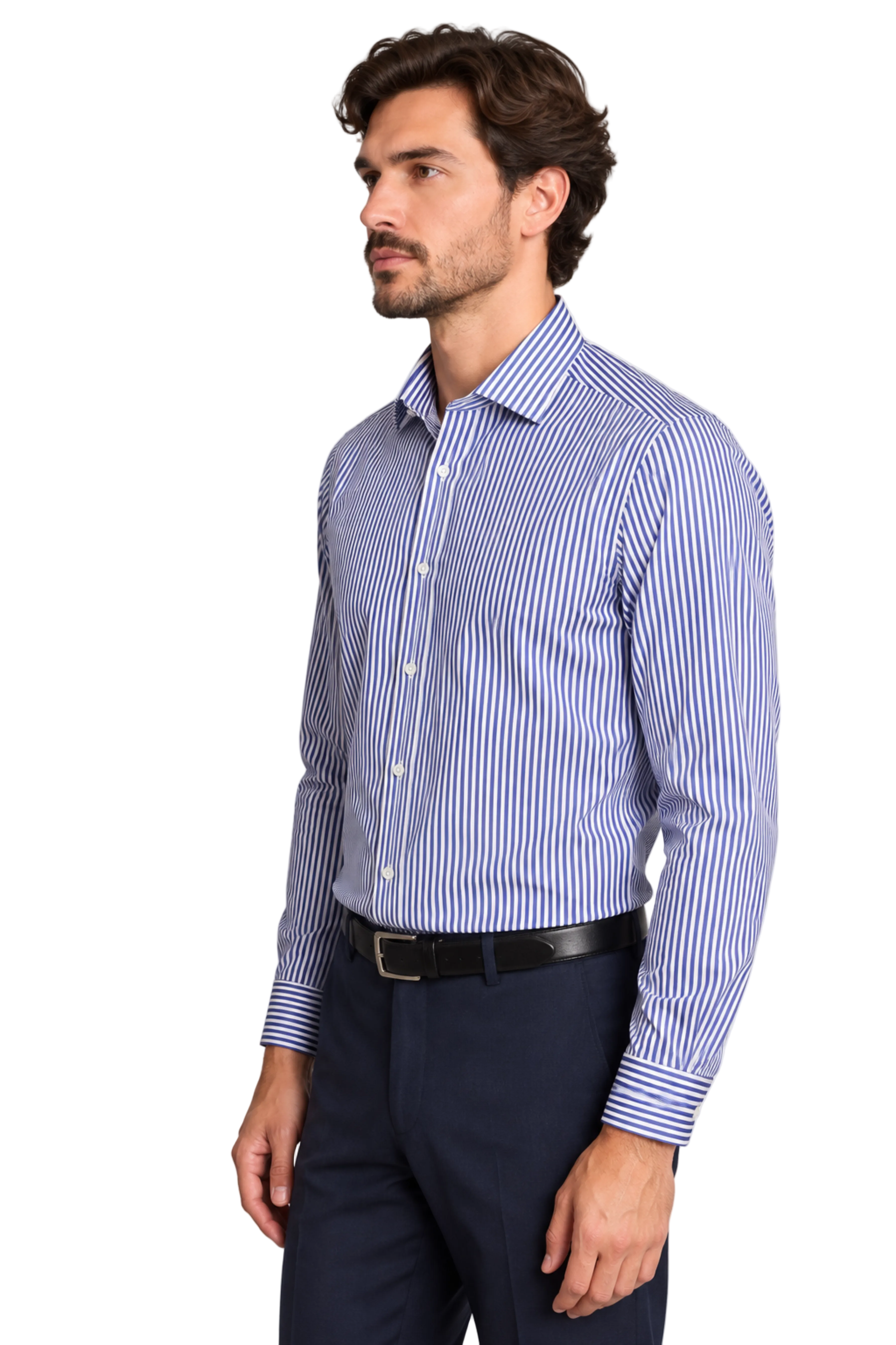 Samuel Spread Collar Shirt - Future Dusk Stripes