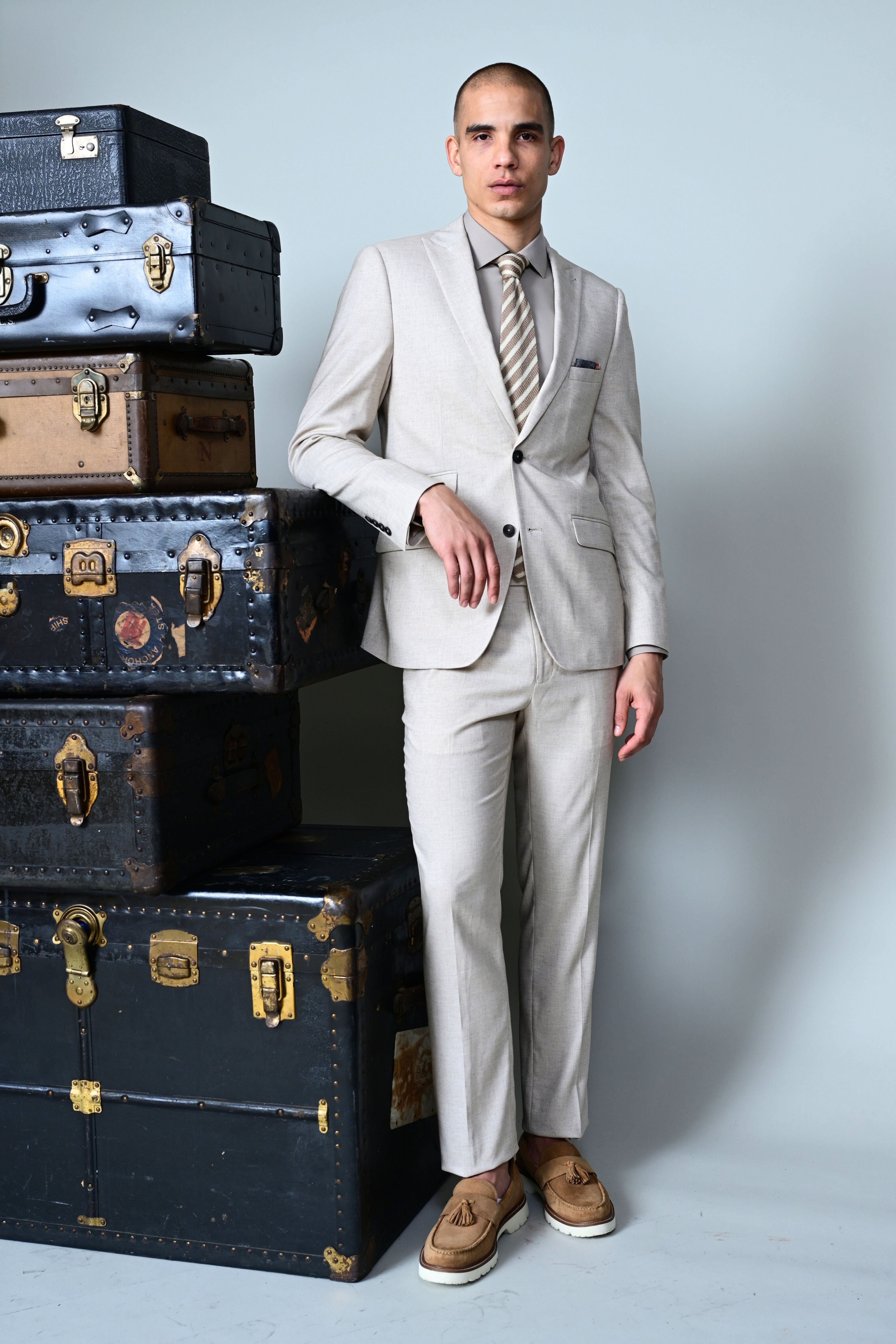 Dover Notch Jacket - slim - Lt Tan Melange